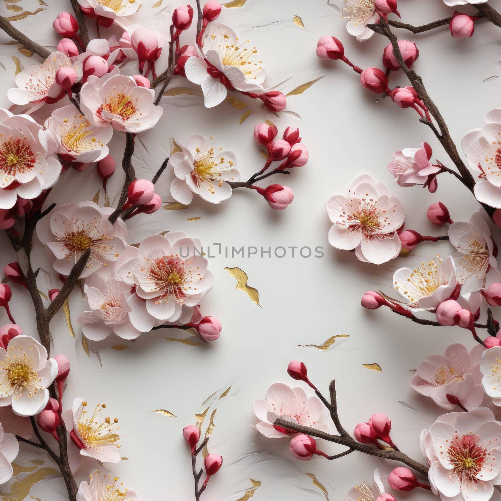 Floral Pattern with colourful big peony flowers, classic baroque peony flowers with petals, leaves and buds, seamless.