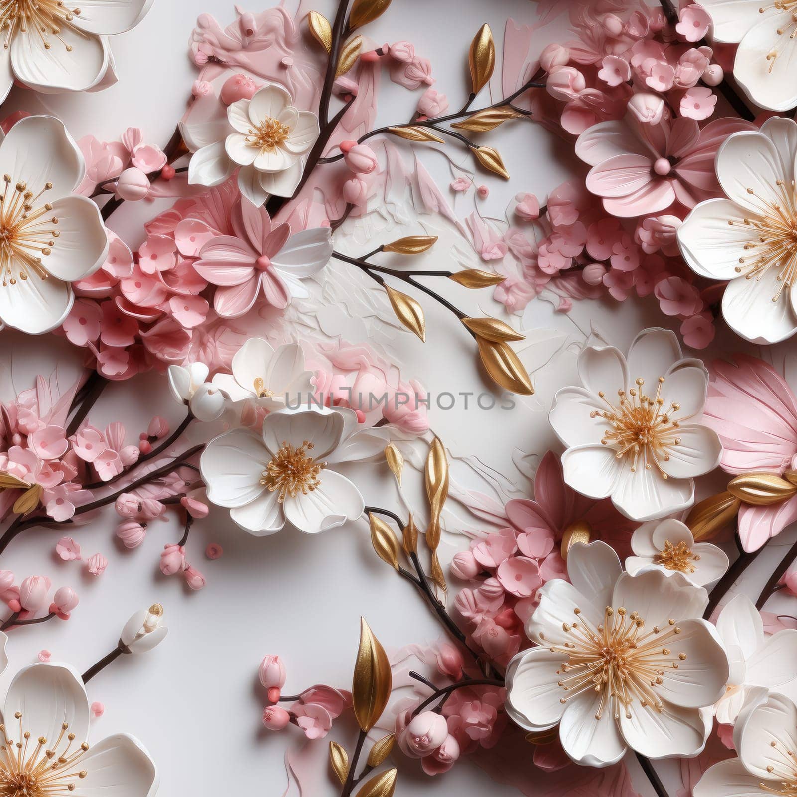 Floral Pattern with colourful big peony flowers, classic baroque peony flowers with petals, leaves and buds, seamless.