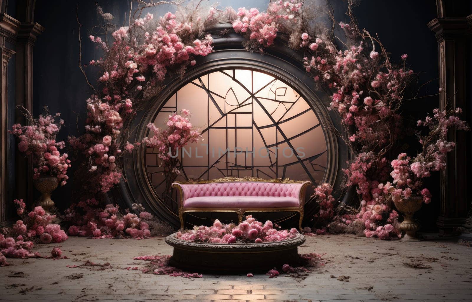 floral hoop digital backdrops. shoot set up with prop Flower and wood backdrop. Flower on hanging round by PeaceYAY