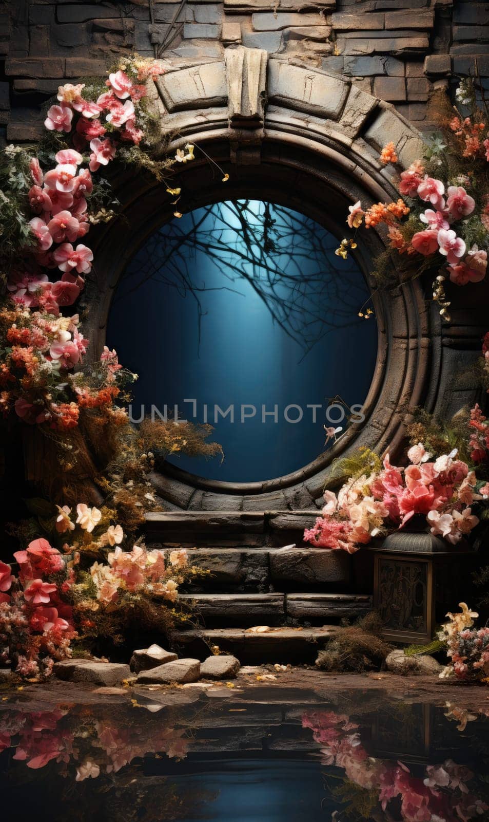 floral hoop digital backdrops. shoot set up with prop Flower and wood backdrop. Flower on hanging round by PeaceYAY