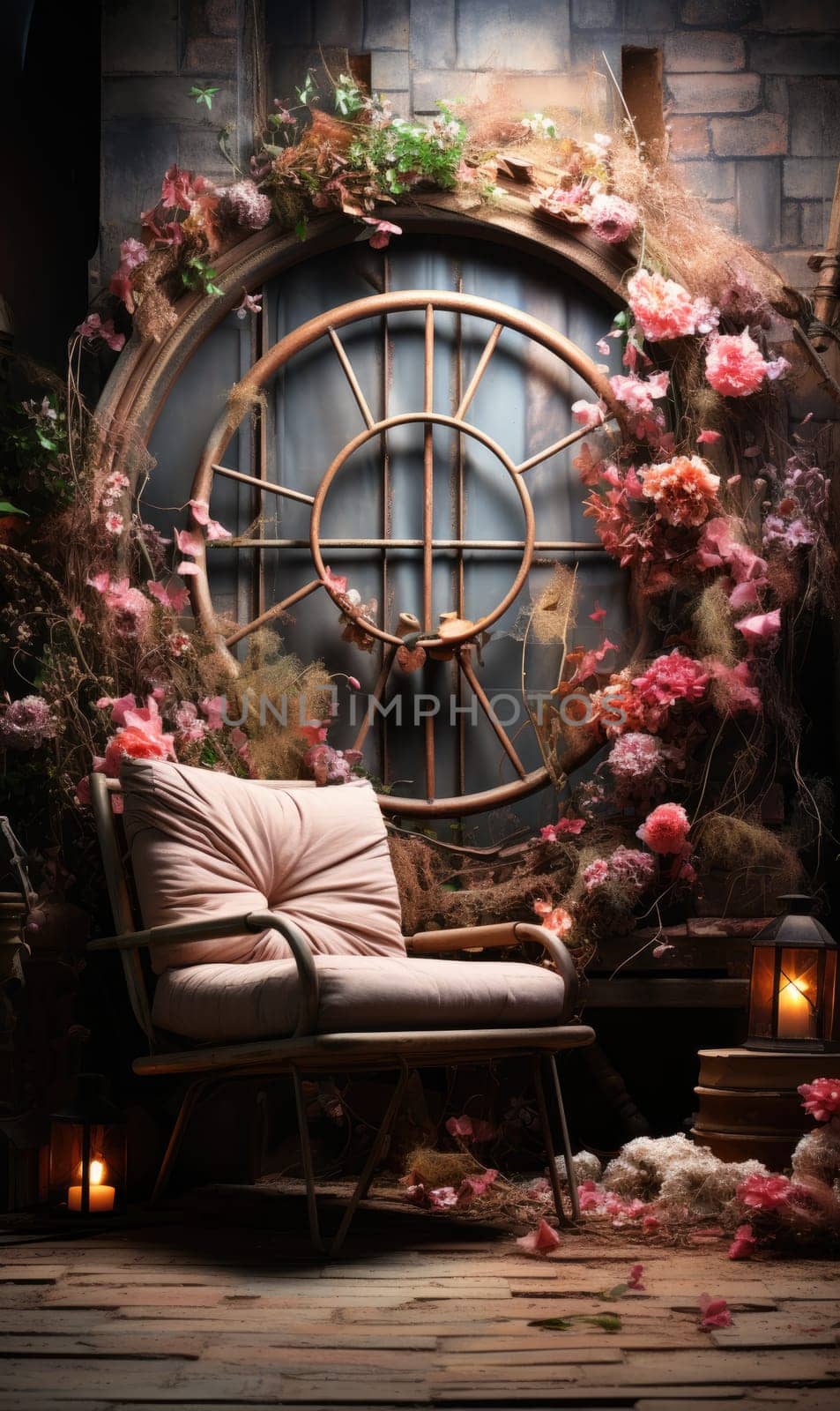 floral hoop digital backdrops. shoot set up with prop Flower and wood backdrop. Flower on hanging round by PeaceYAY