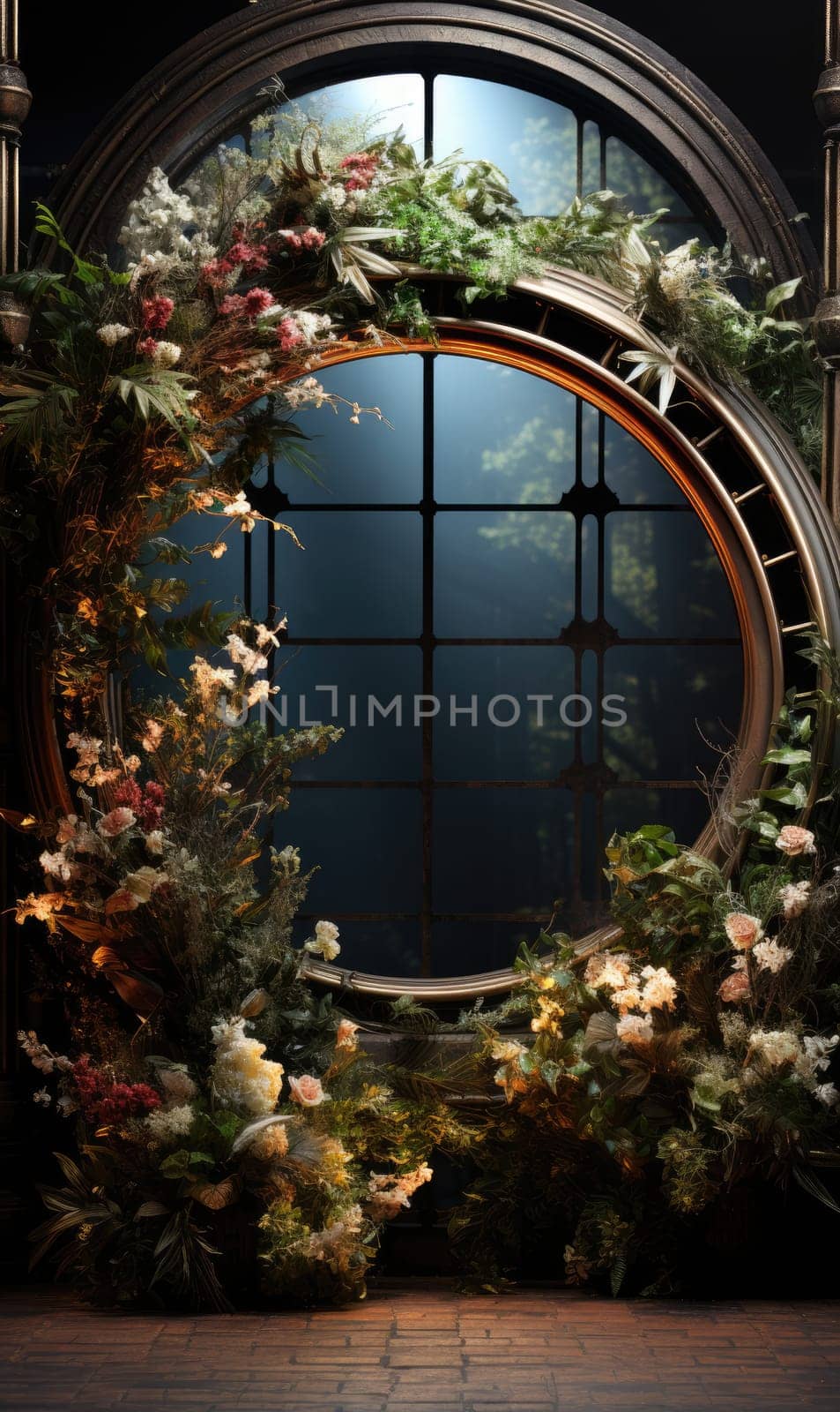 floral hoop digital backdrops. shoot set up with prop Flower and wood backdrop. Flower on hanging round by PeaceYAY