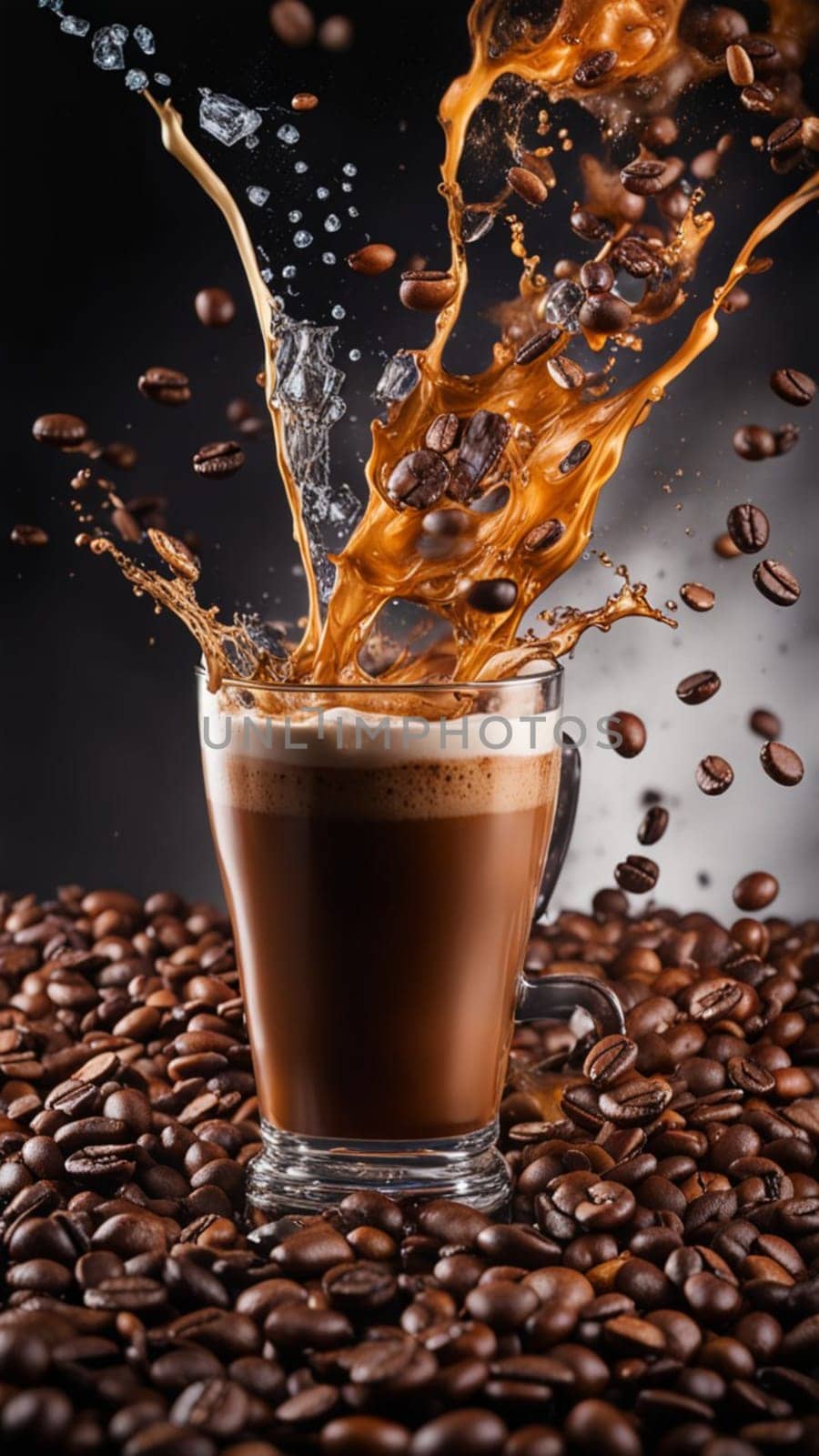 cappuccino latte macchiato splash high speed photograhic drink macro shot by verbano