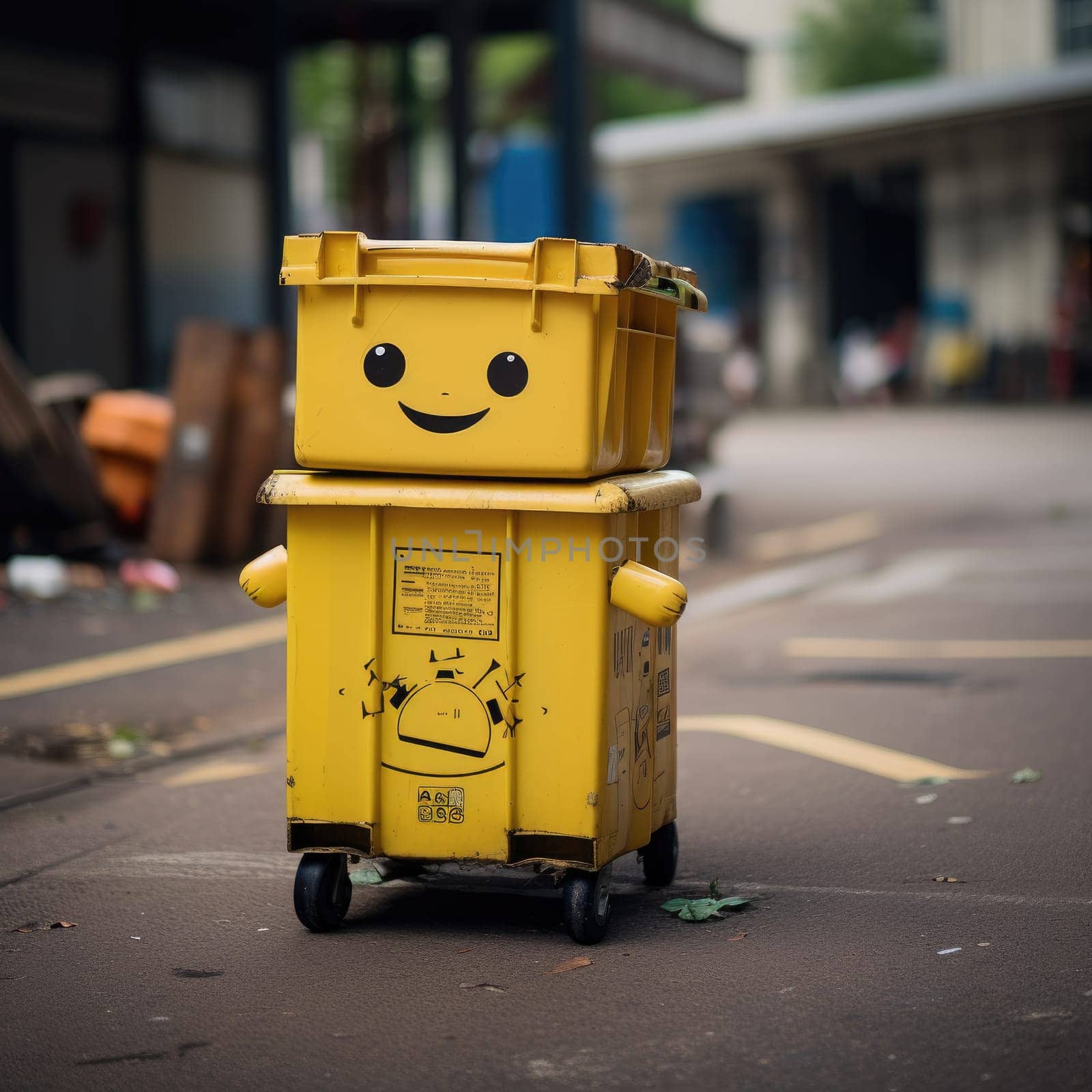 Cute Recycle Character. Global Sustainability concept. Generative AI.