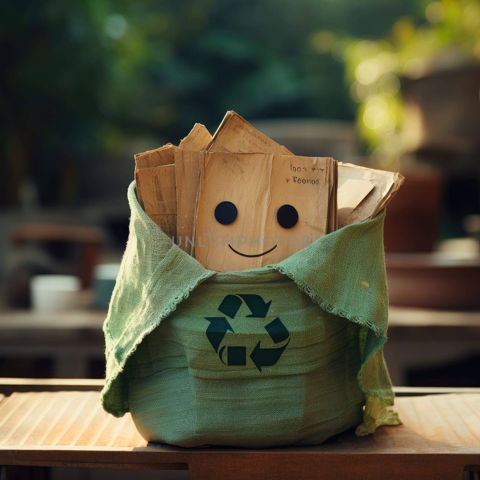 Cute Recycle Character. Global Sustainability concept. Generative AI.