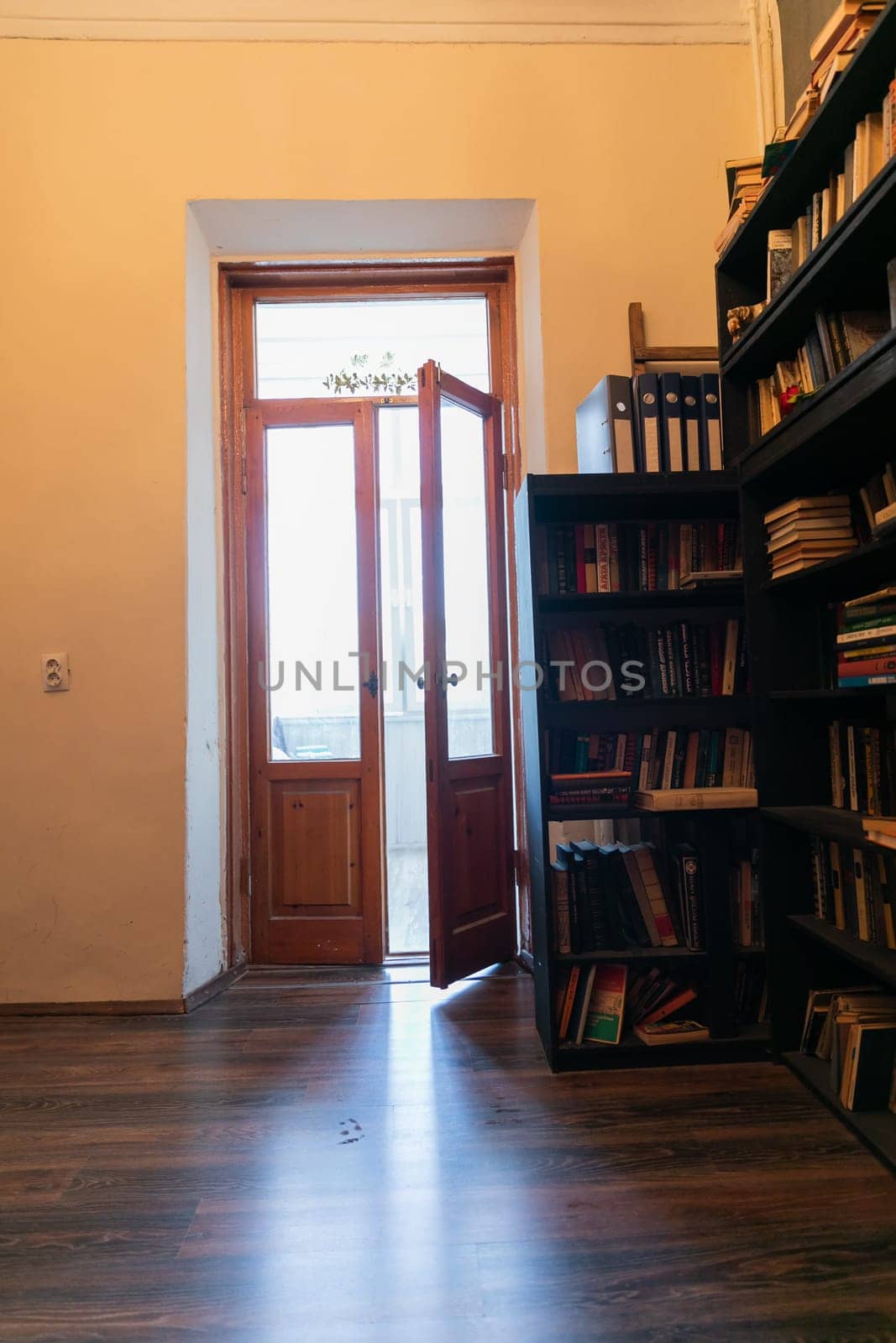 office with a shelf with books, library,