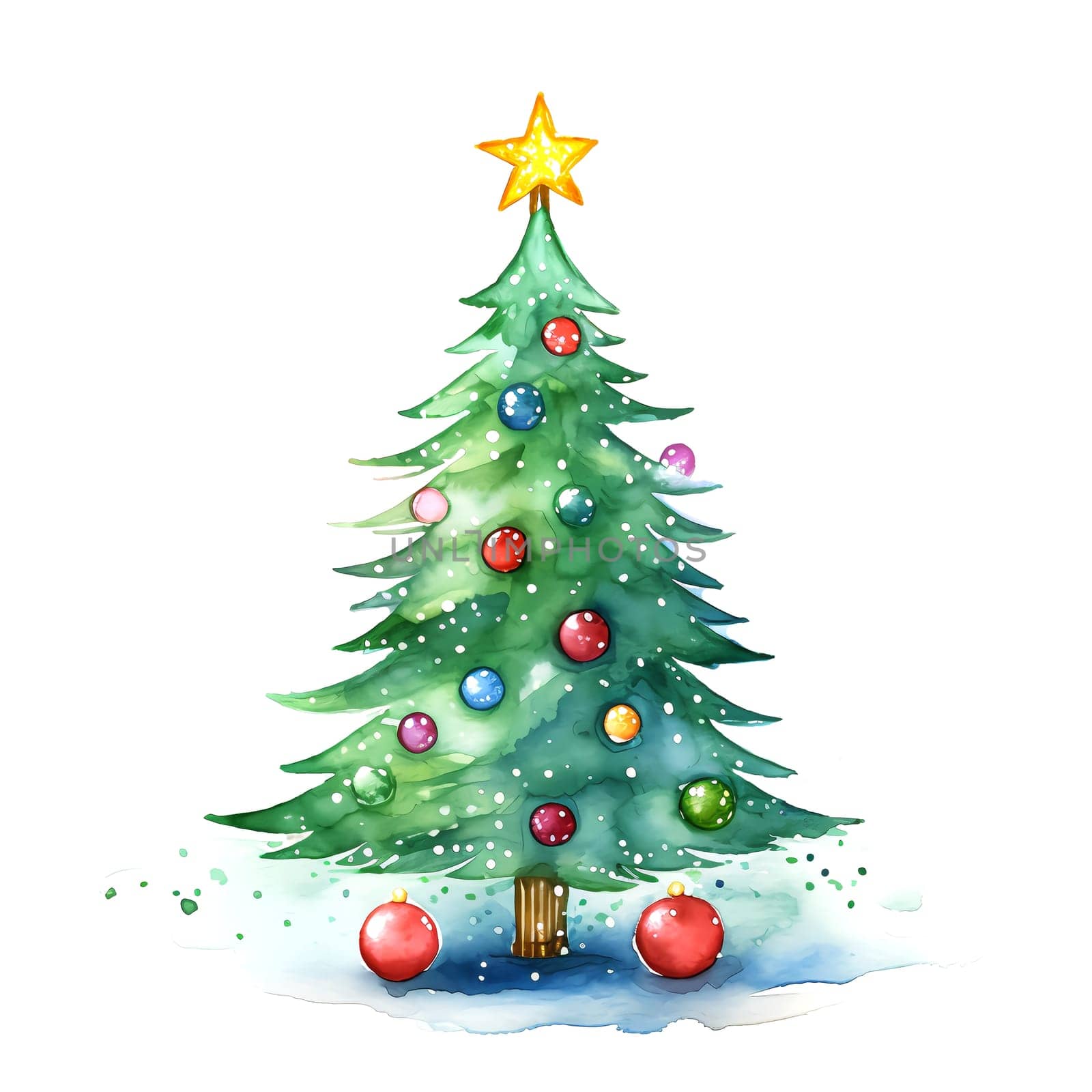 Watercolor Christmas Trees. Clipart. AI generated. by AndreyKENO