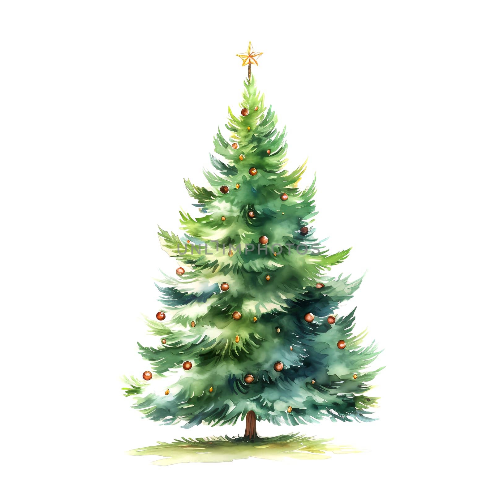 Watercolor Christmas Trees. Clipart. AI generated. by AndreyKENO