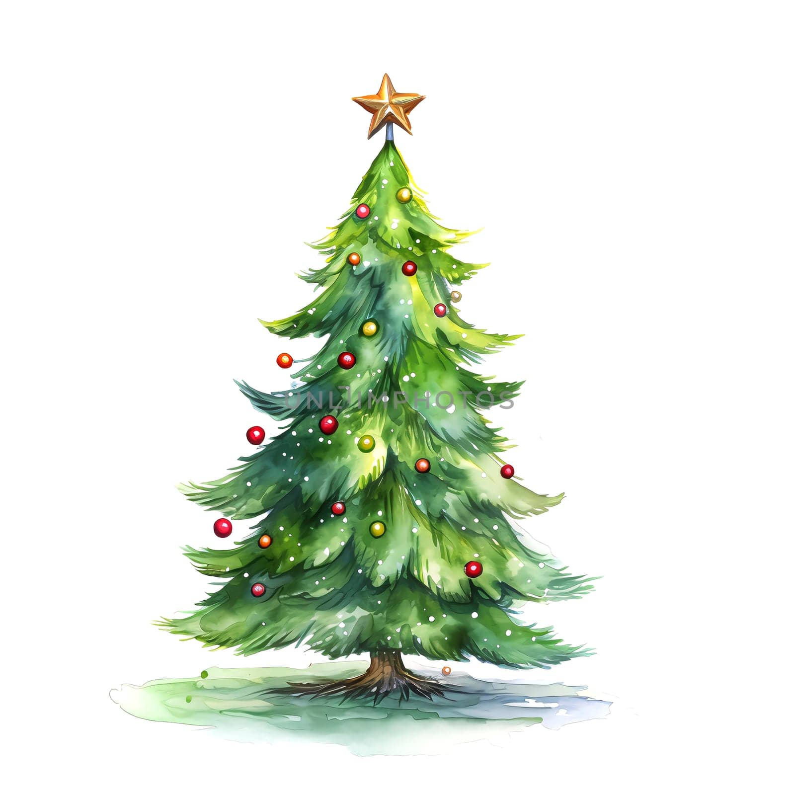 Watercolor Christmas Trees. Clipart. AI generated. by AndreyKENO