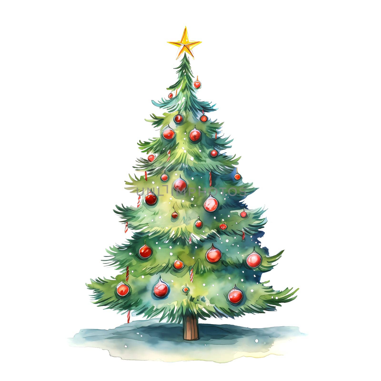 Watercolor Christmas Trees. Clipart. AI generated. by AndreyKENO