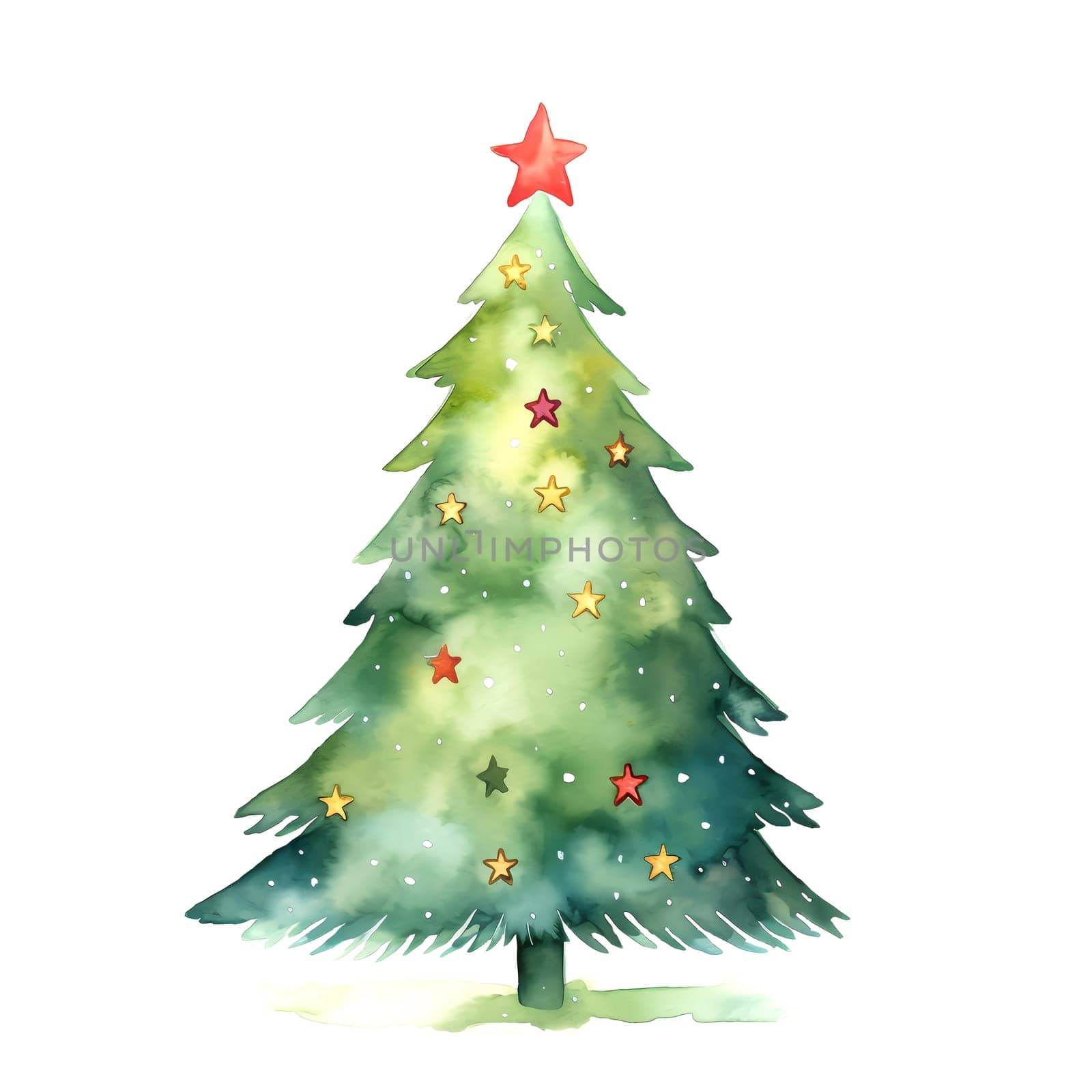 Watercolor Christmas Trees. Clipart. AI generated. by AndreyKENO