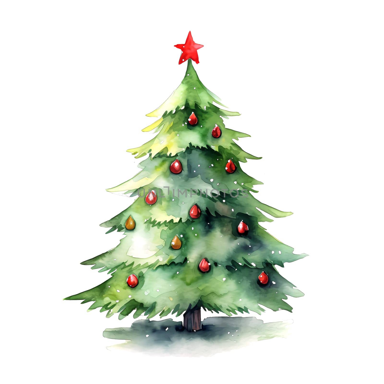 Watercolor Christmas Trees. Clipart. AI generated. by AndreyKENO