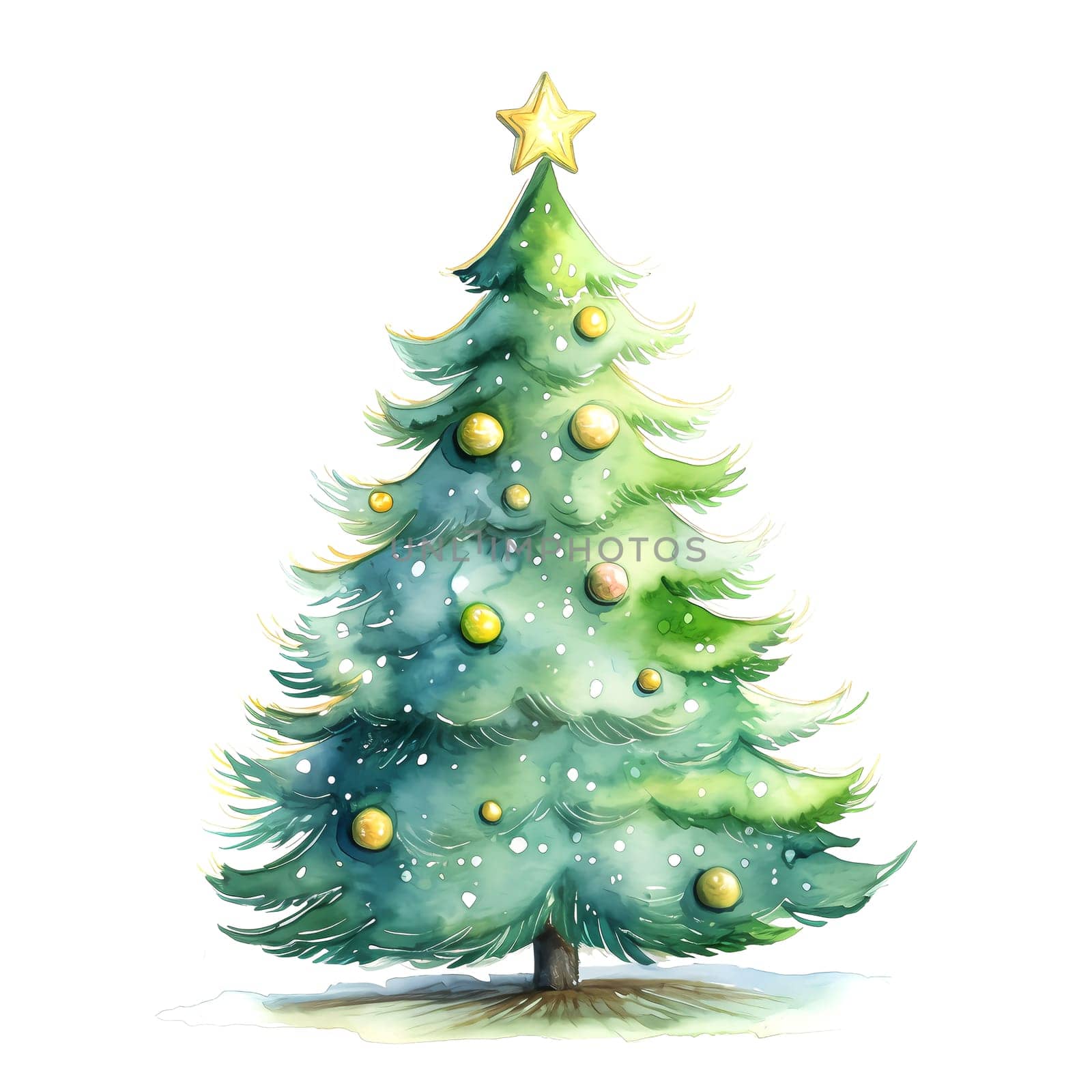 Watercolor Christmas Trees. Clipart. AI generated. by AndreyKENO