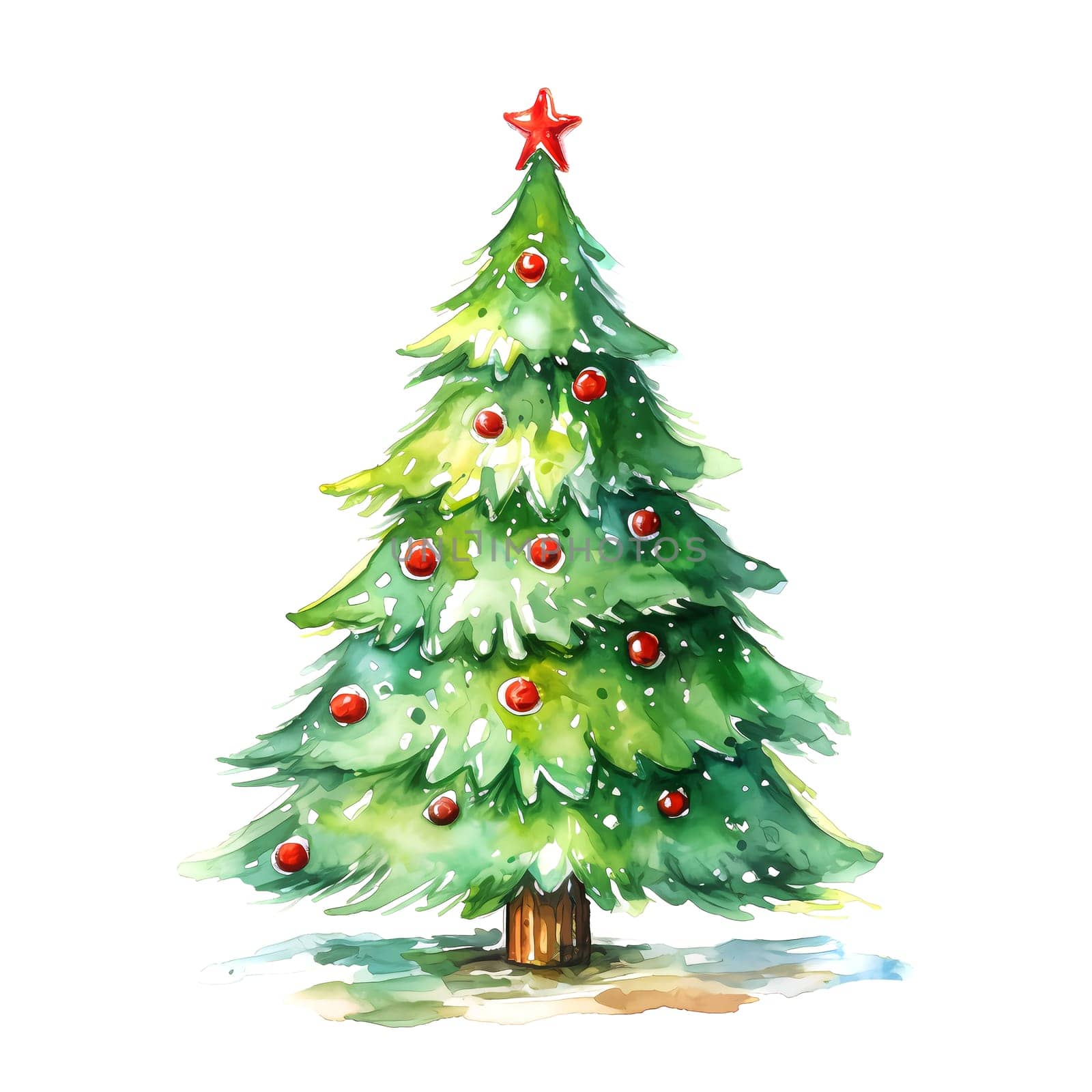 Watercolor Christmas Trees. Clipart is a great choice for creating cards, invitations, party supplies and decorations. AI generated.