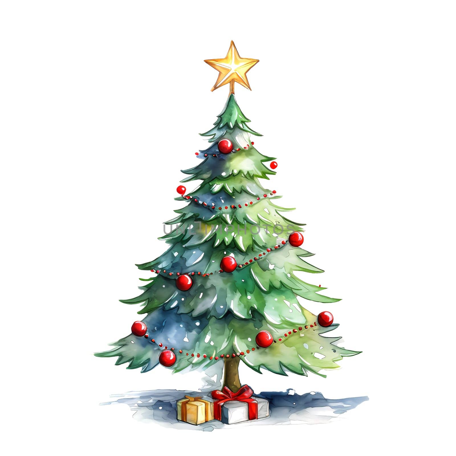 Watercolor Christmas Trees. Clipart is a great choice for creating cards, invitations, party supplies and decorations. AI generated.