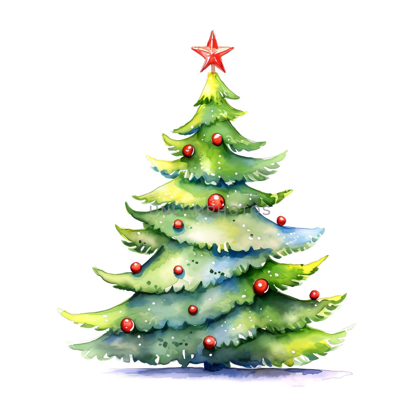 Watercolor Christmas Trees. Clipart. AI generated. by AndreyKENO