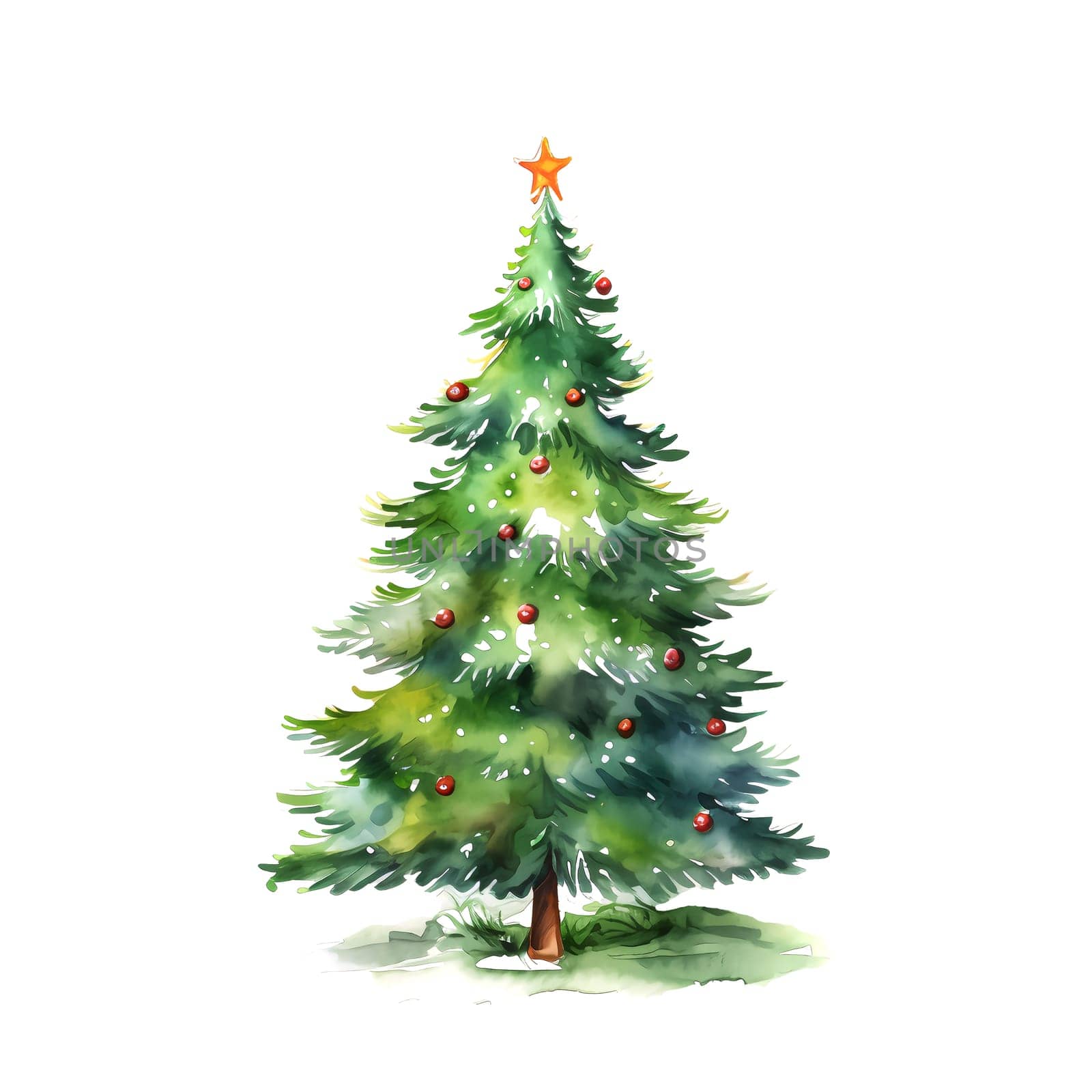 Watercolor Christmas Trees. Clipart. AI generated. by AndreyKENO