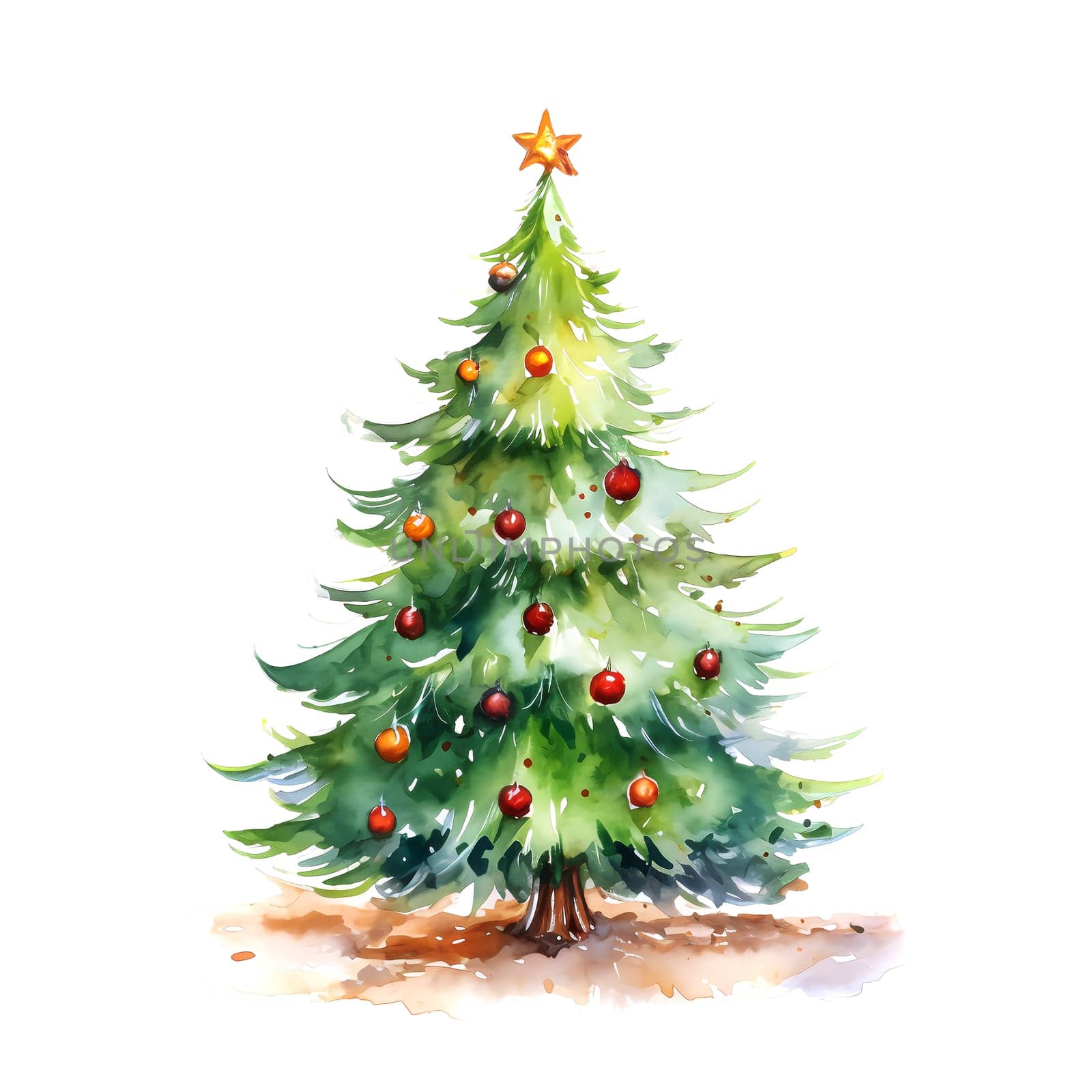 Watercolor Christmas Trees. Clipart. AI generated. by AndreyKENO