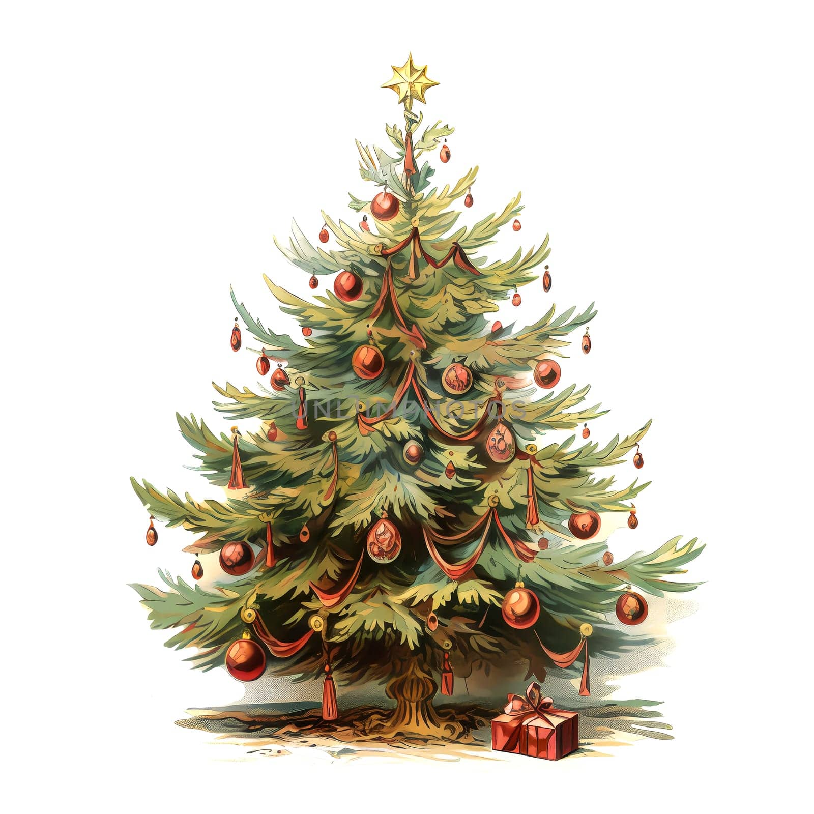 Watercolor Christmas Trees. Clipart. AI generated. by AndreyKENO