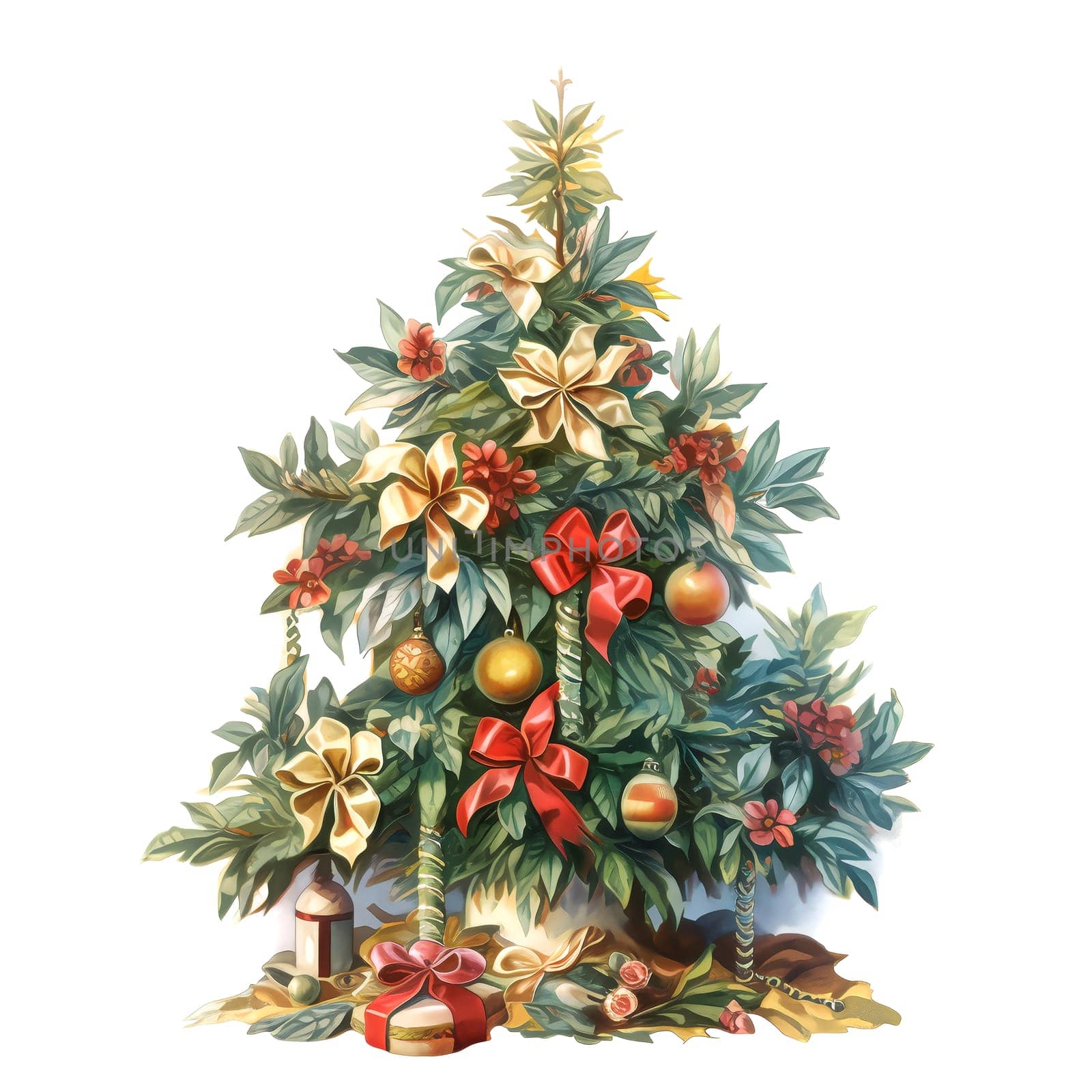 Watercolor Christmas Trees. Clipart. AI generated. by AndreyKENO