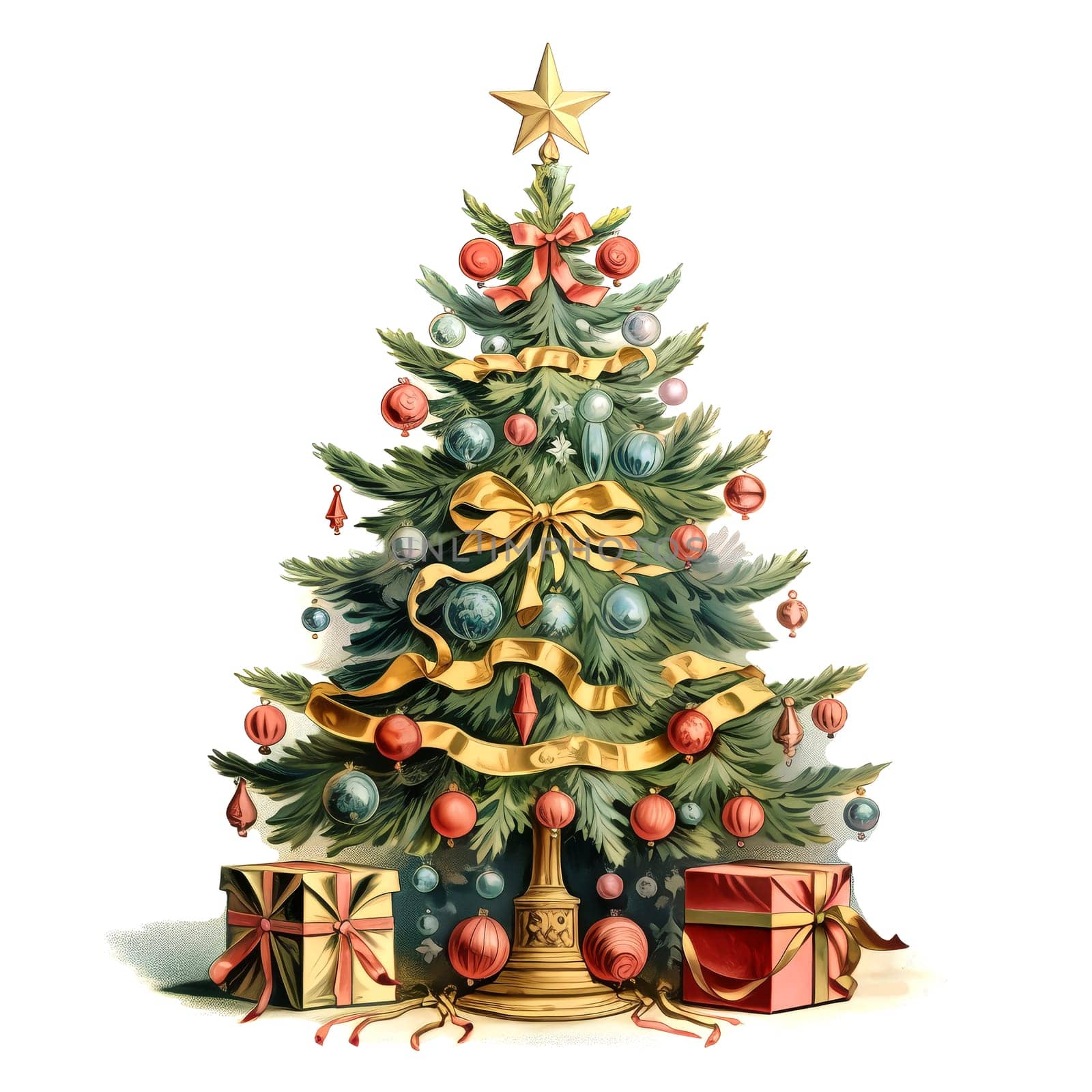 Watercolor Christmas Trees. Clipart. AI generated. by AndreyKENO