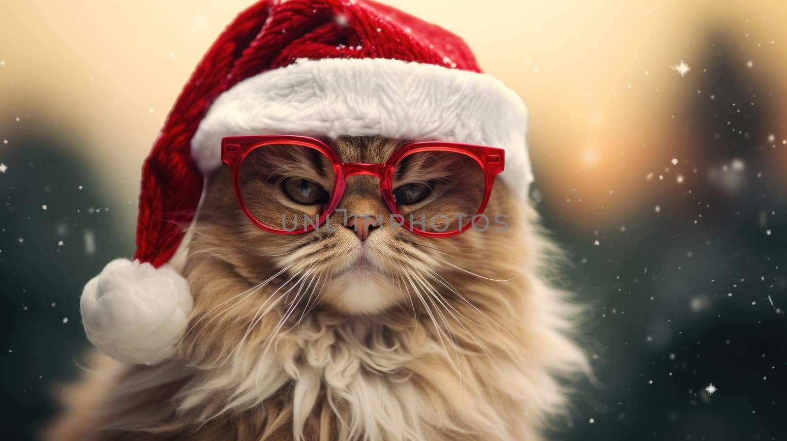 Cat in a red Santa Claus hat.  by palinchak