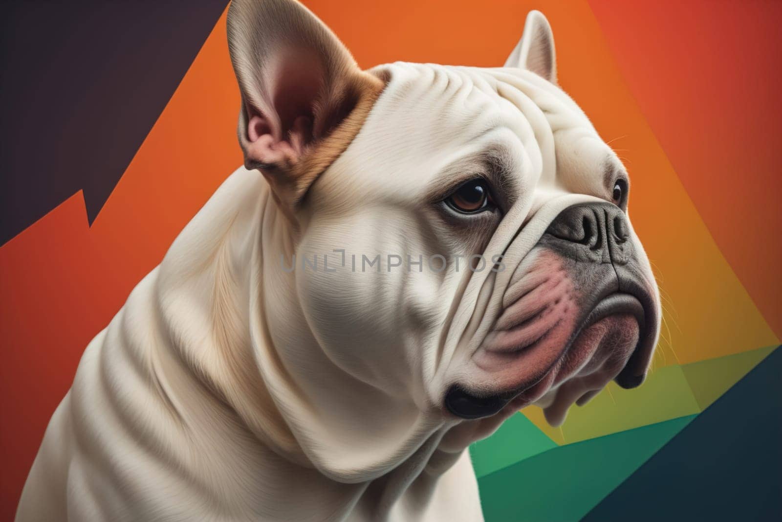 Portrait of a dog breed English Bulldog on a solid color background. ai generative