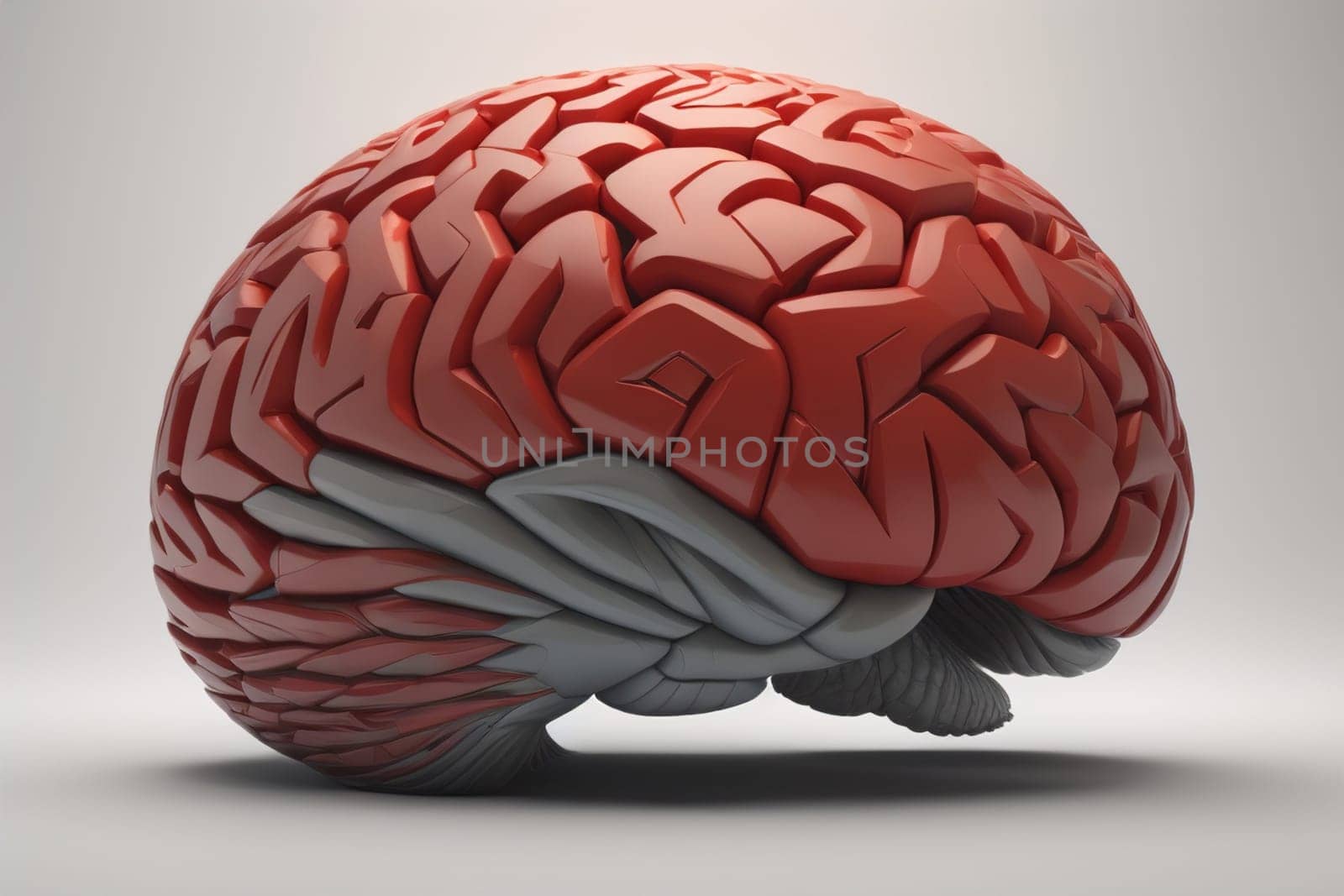 Human brain on a solid color background. ai generative