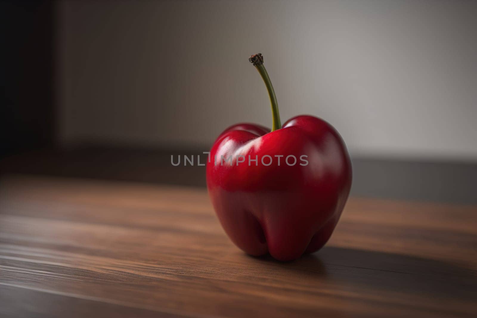 Red cherries on a wooden background. Close up. Selective focus. ai generative by sanisra
