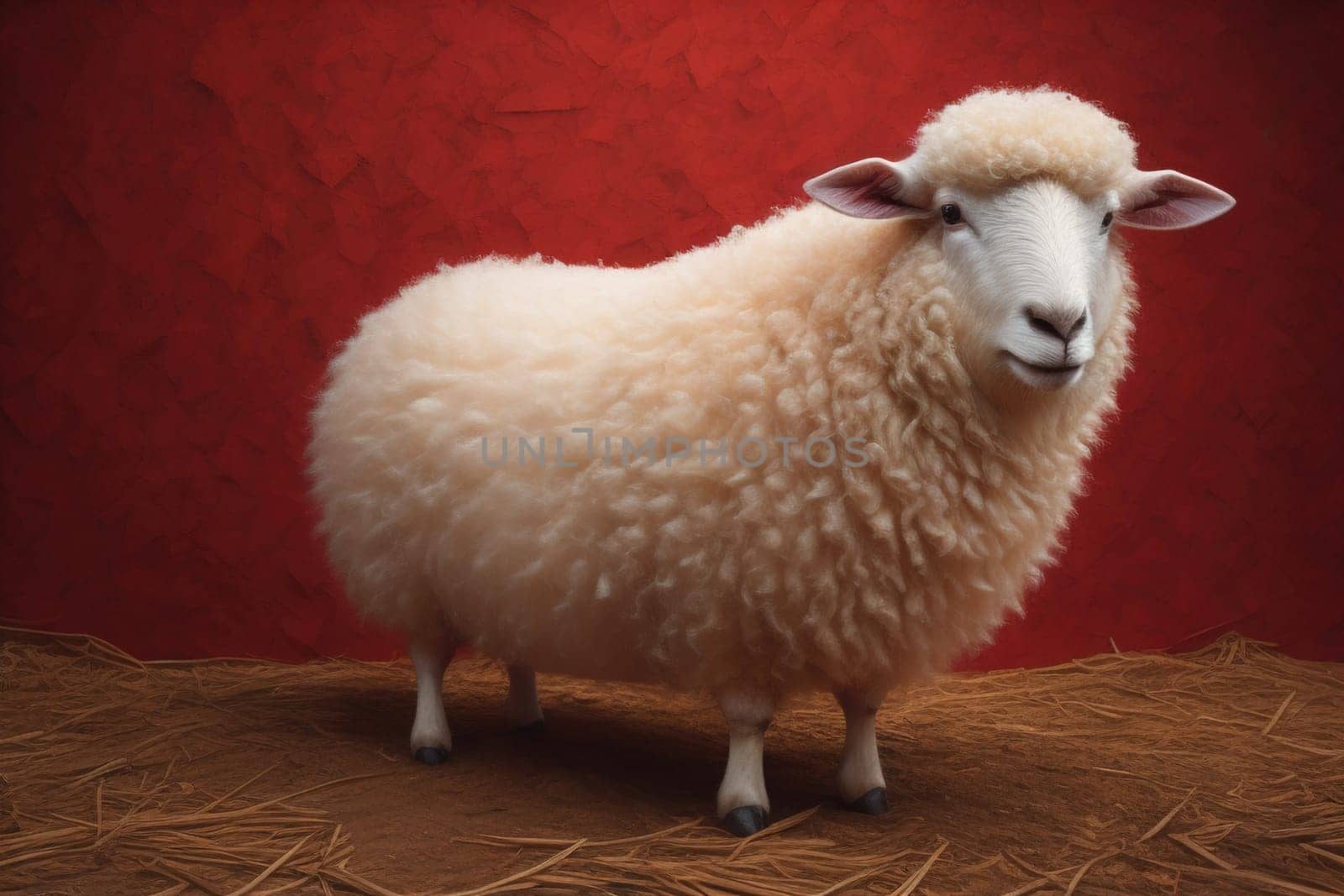 Sheep on a solid color background. Photo in old color image style. ai generative