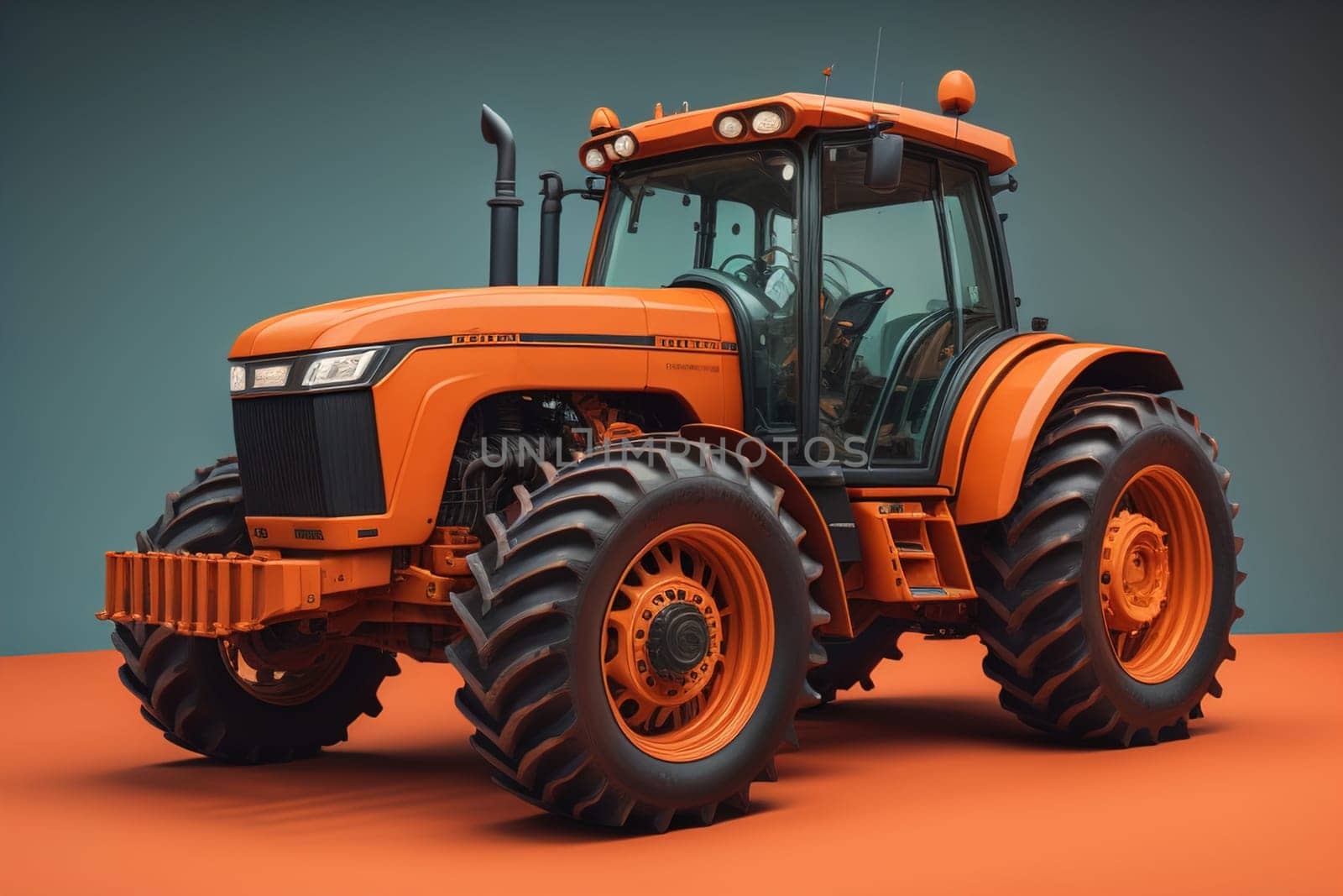 Modern tractor on a colored background. ai generative by sanisra