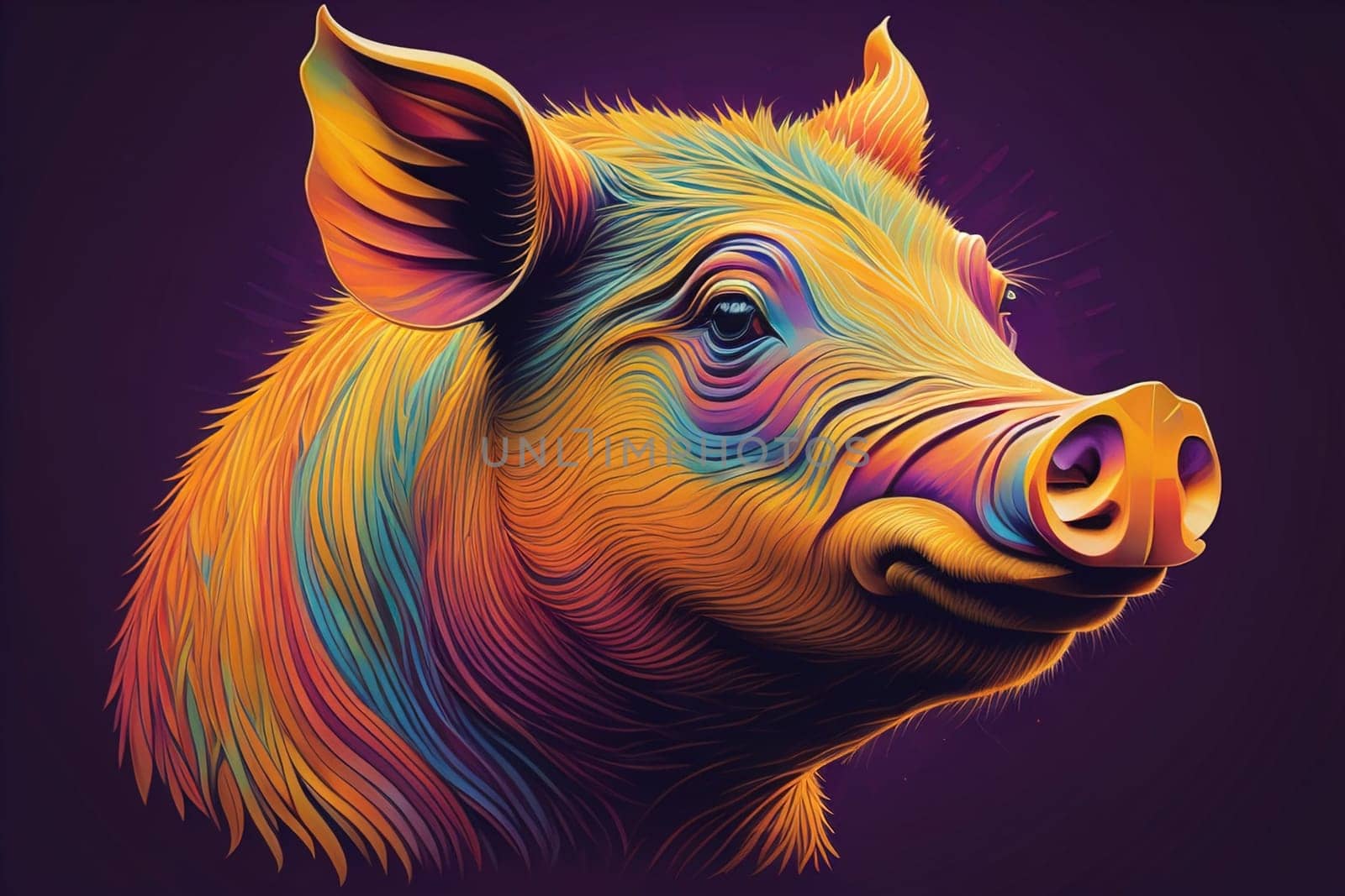 Pig head. Colorful vector illustration. Isolated on a solid color background. generative ai