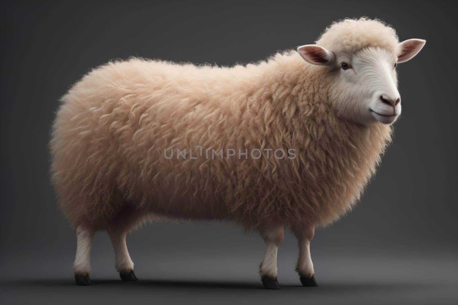 Sheep on a solid color background. Photo in old color image style. ai generative by sanisra