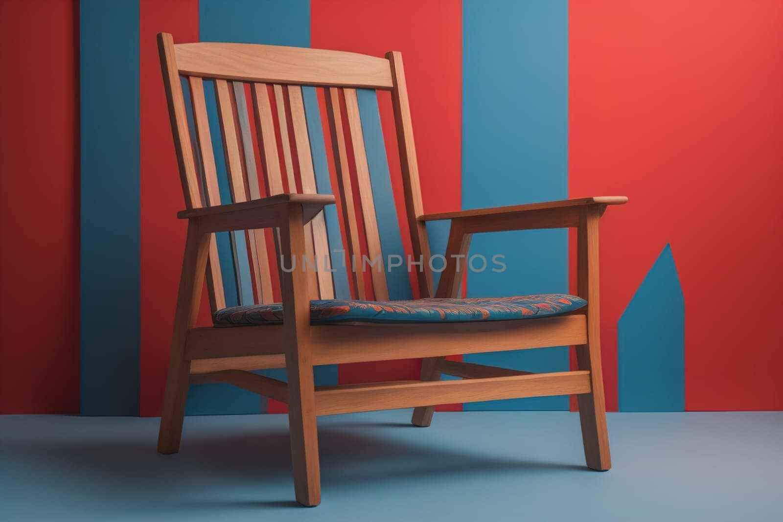 Wooden chair in the room. ai generative