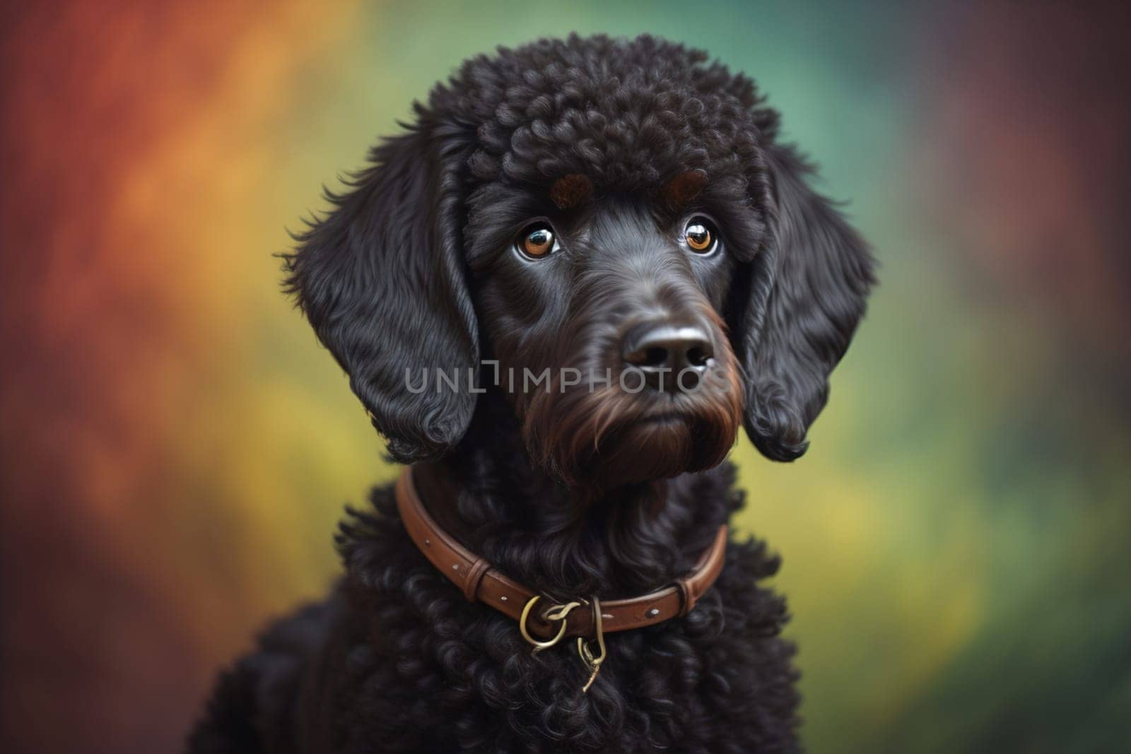 Portrait of a beautiful black dachshund puppy on a solid color background. ai generative