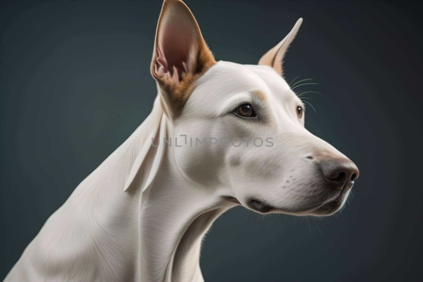 White labrador retriever dog portrait on a solid color background. Studio shot. generative ai by sanisra
