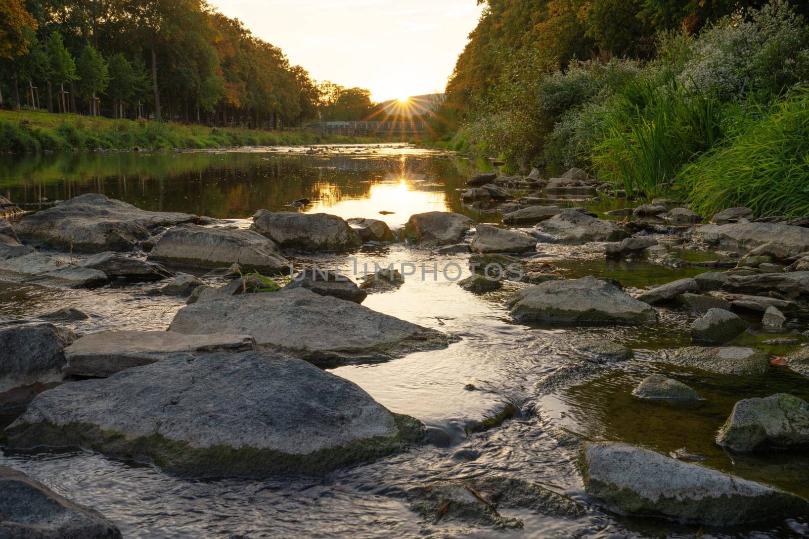 Panoramic image of Ahr river close to Bad Neuenahr, Ahr valley, Rhineland-Palatinate, Germany