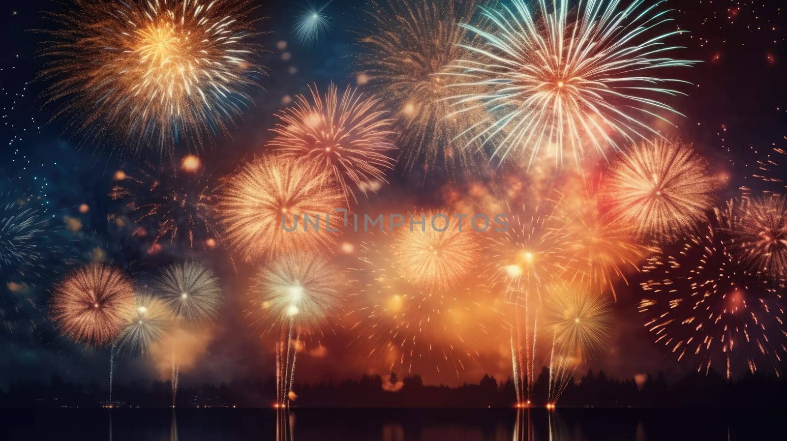 Abstract colored firework background new year 2024 comeliness by biancoblue