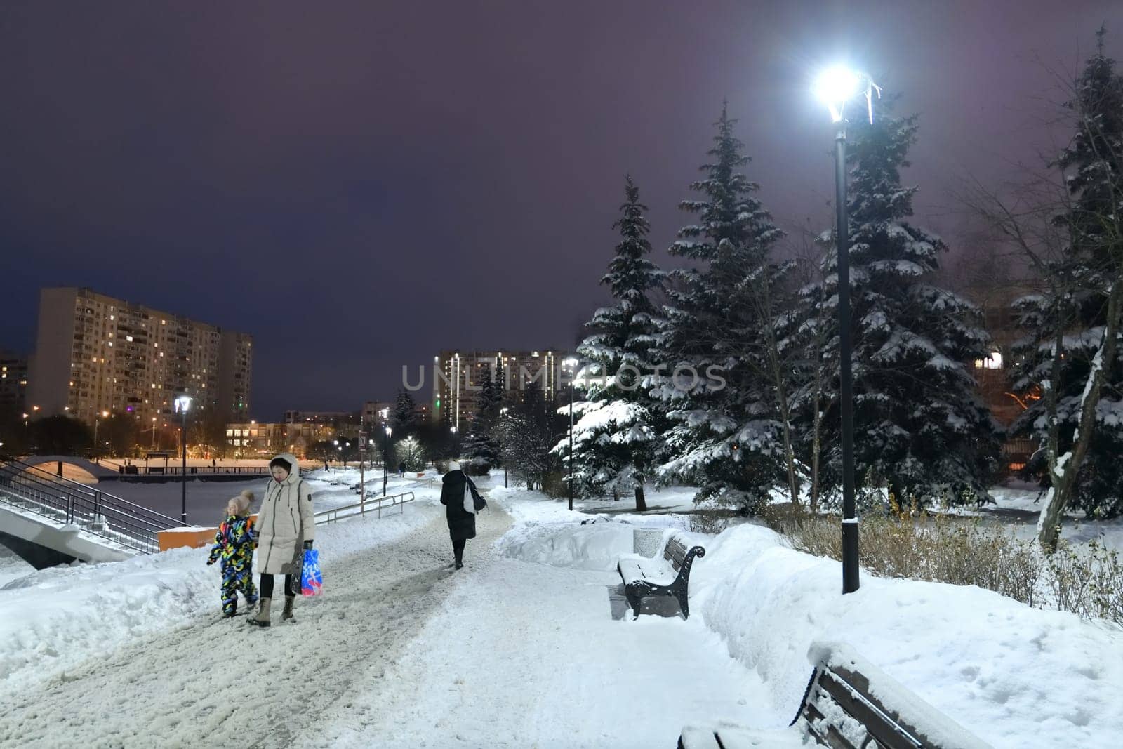 Moscow, Russia - Dec 4. 2023. Winter cityscape in Zelenograd by olgavolodina