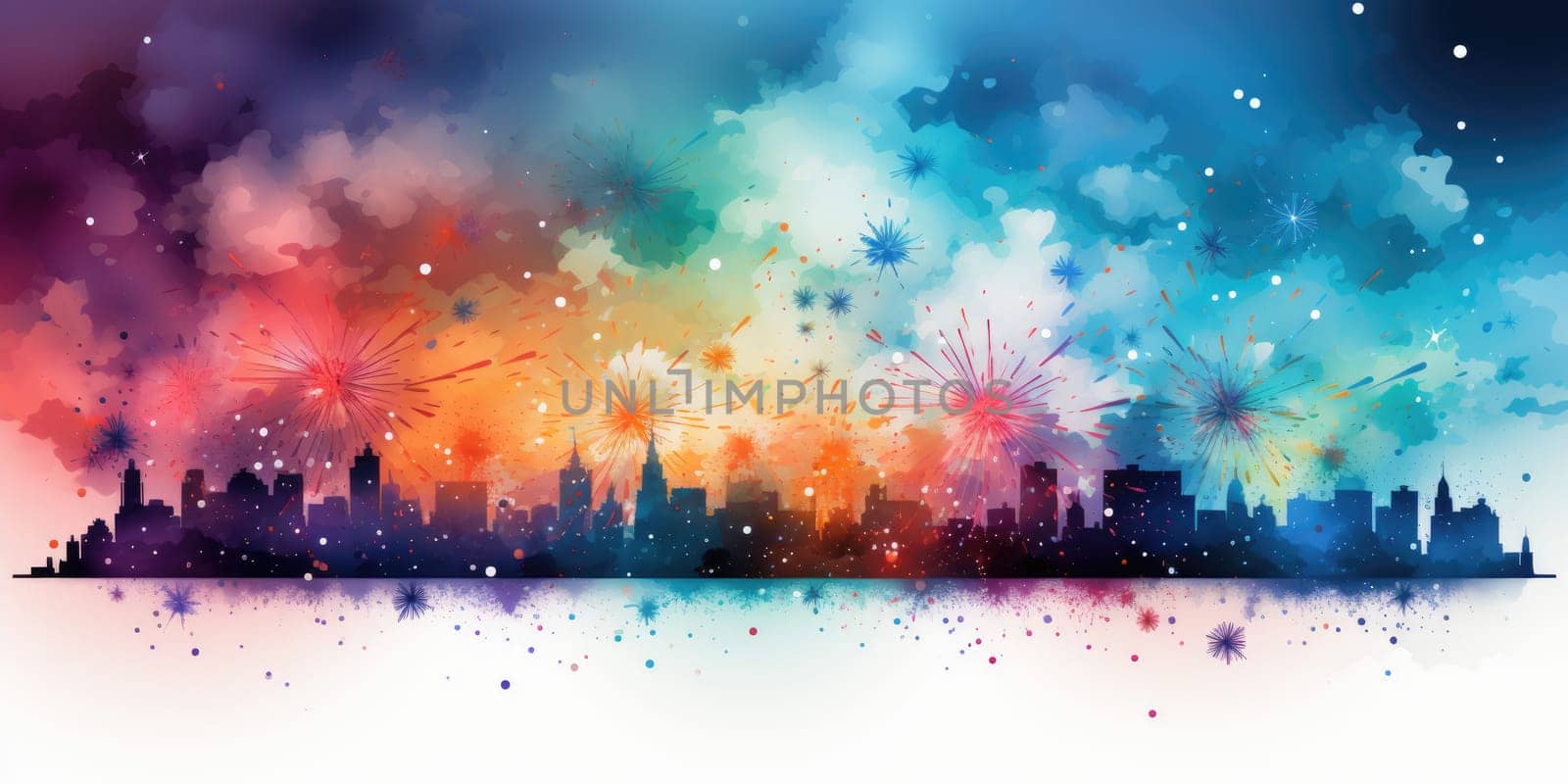 Fireworks on white background. ai generated