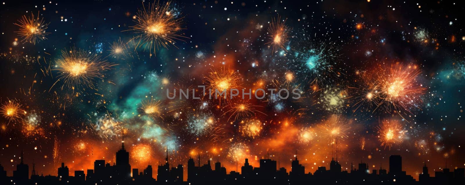 Fireworks on black background. ai generated