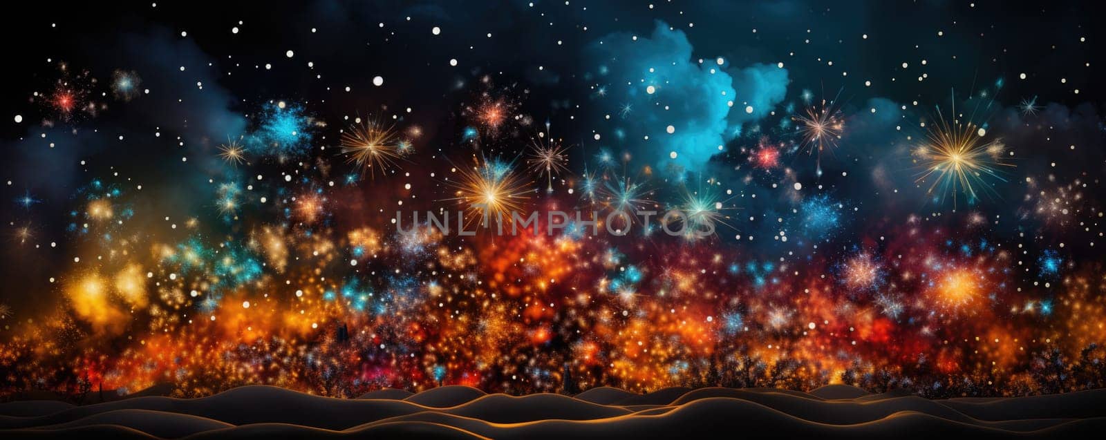 Fireworks on black background. ai generated