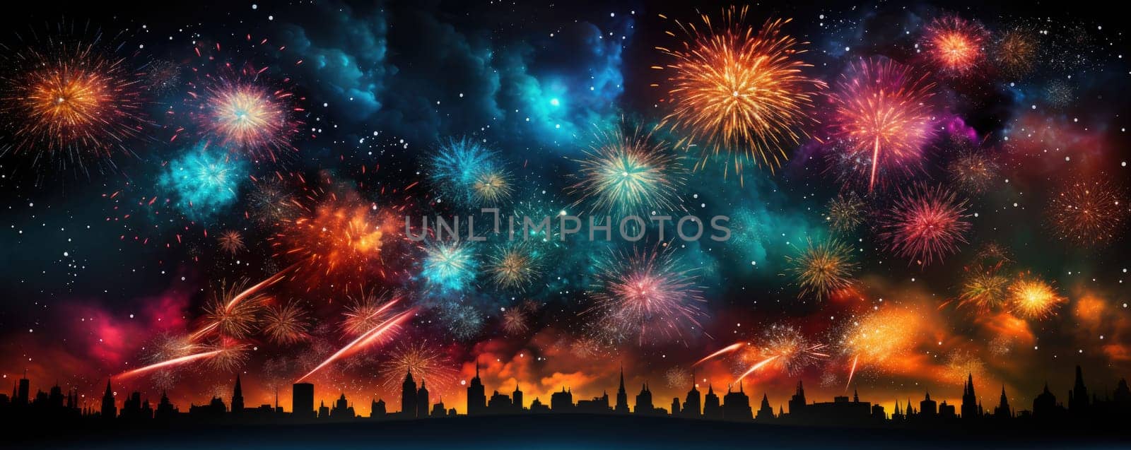 Fireworks on black background. ai generated