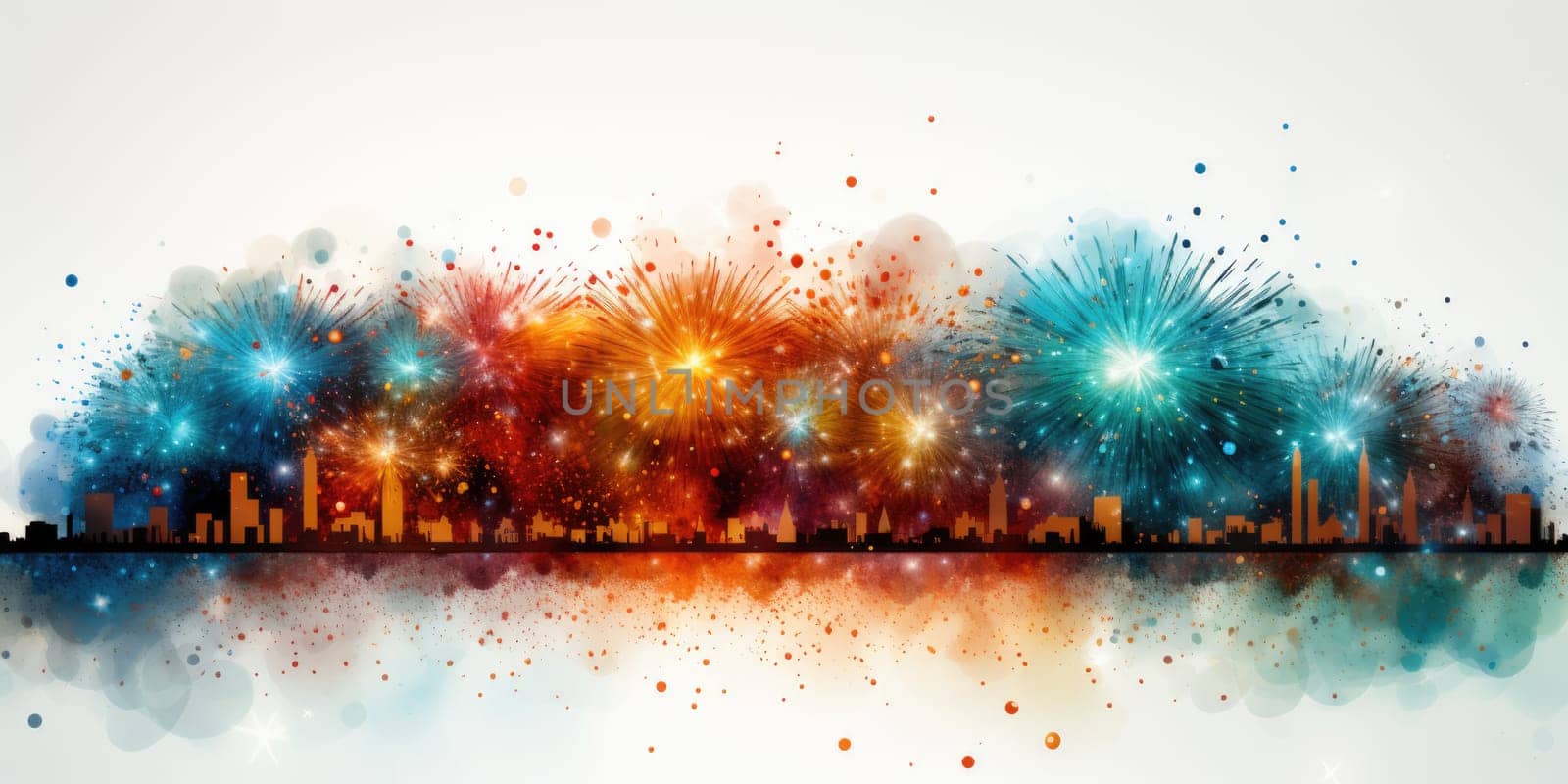 Fireworks on white background. ai generated