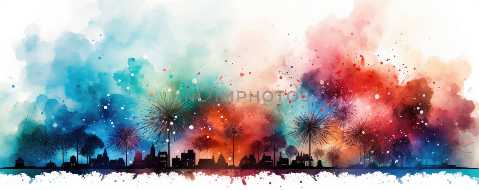 Fireworks on white background. ai generated