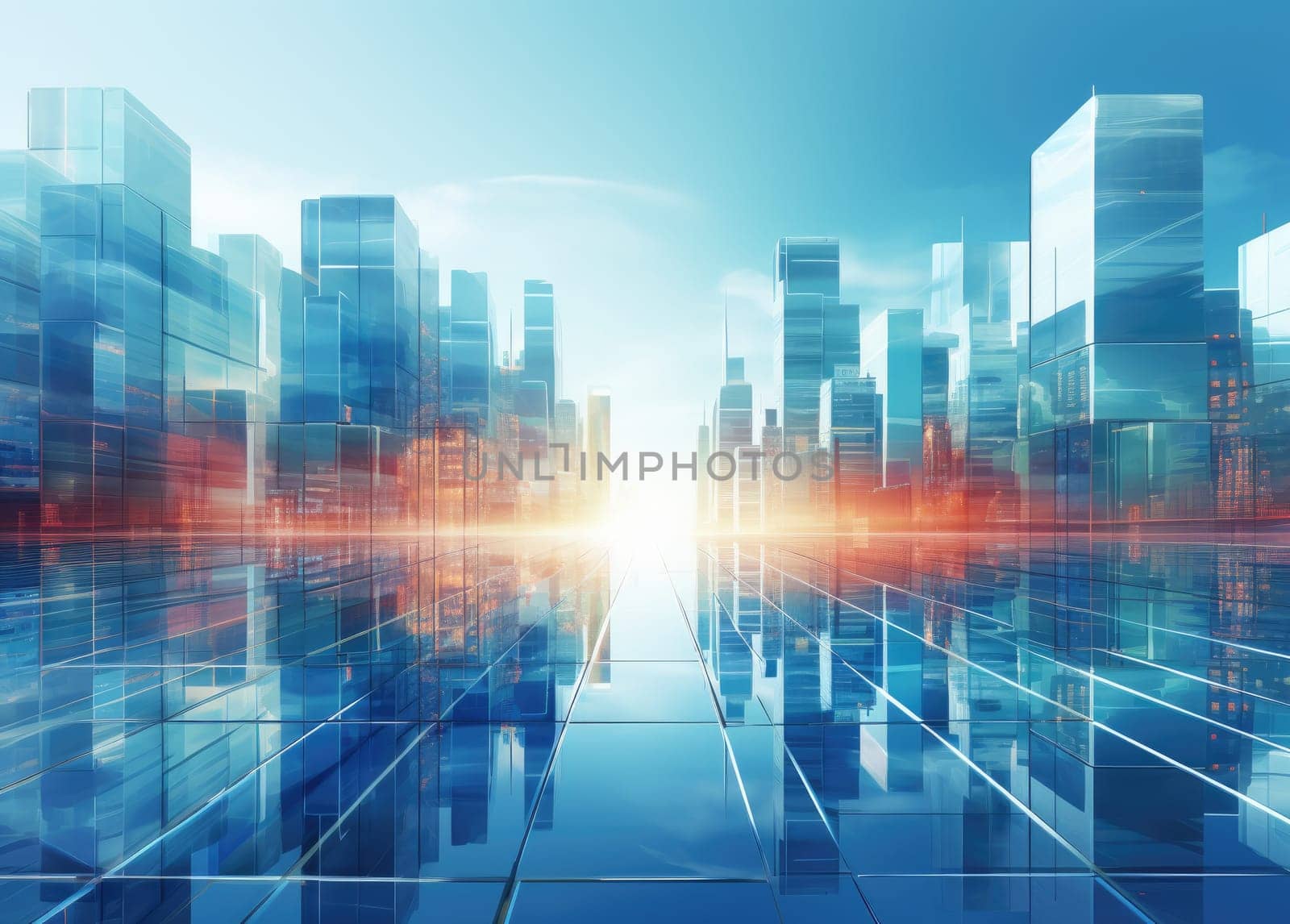 Abstract city background, cityscape and skyline double exposure comeliness