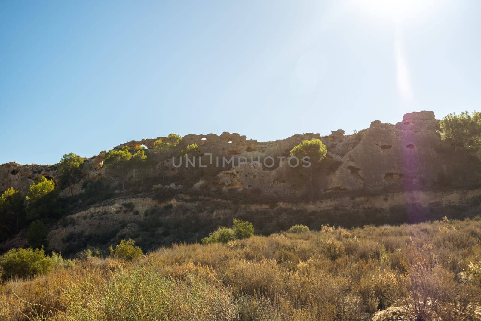 landscape, view from the mountain to the city, background with a place for an inscription. High quality photo