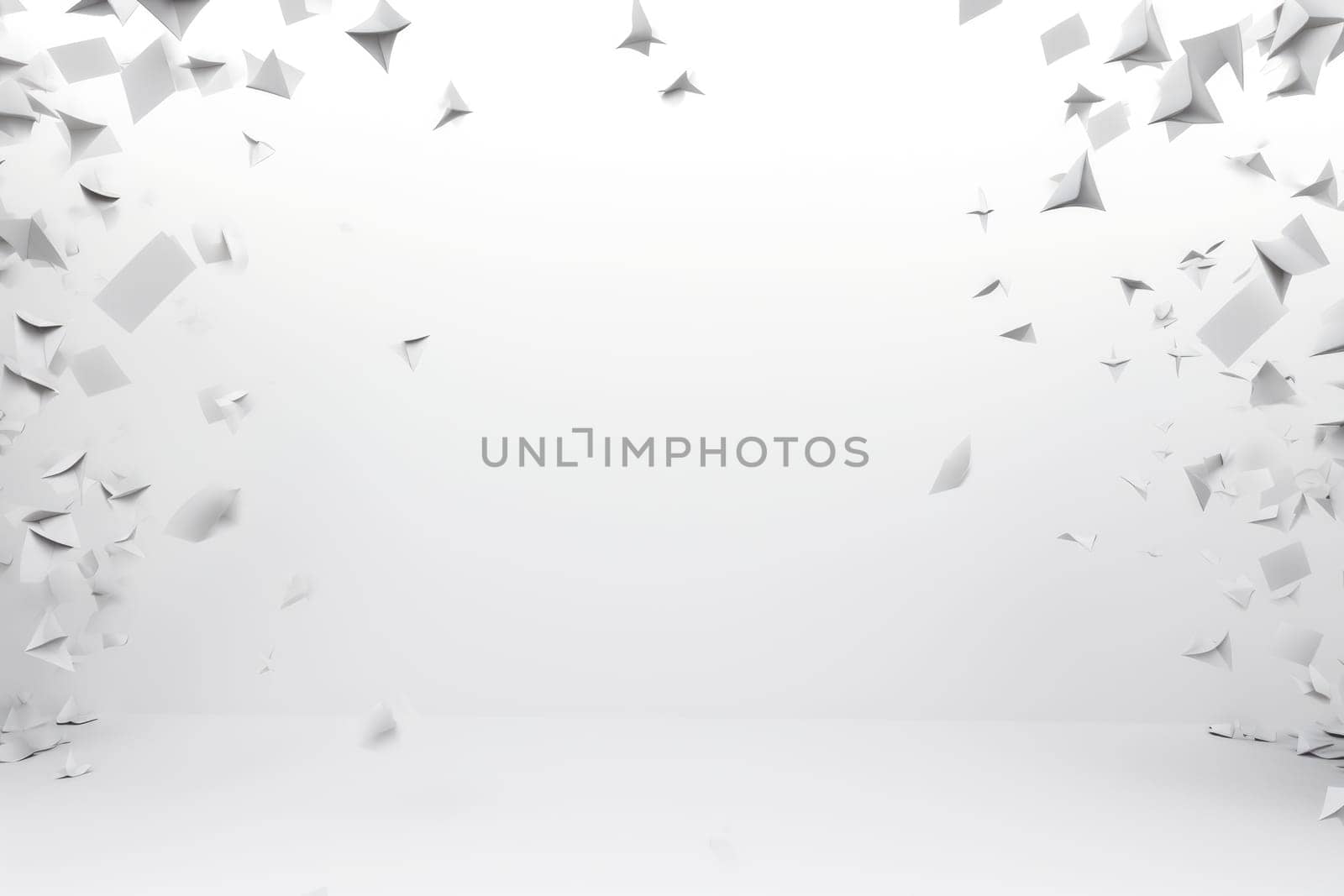 close up of flying papers on white background. ai generated by Desperada