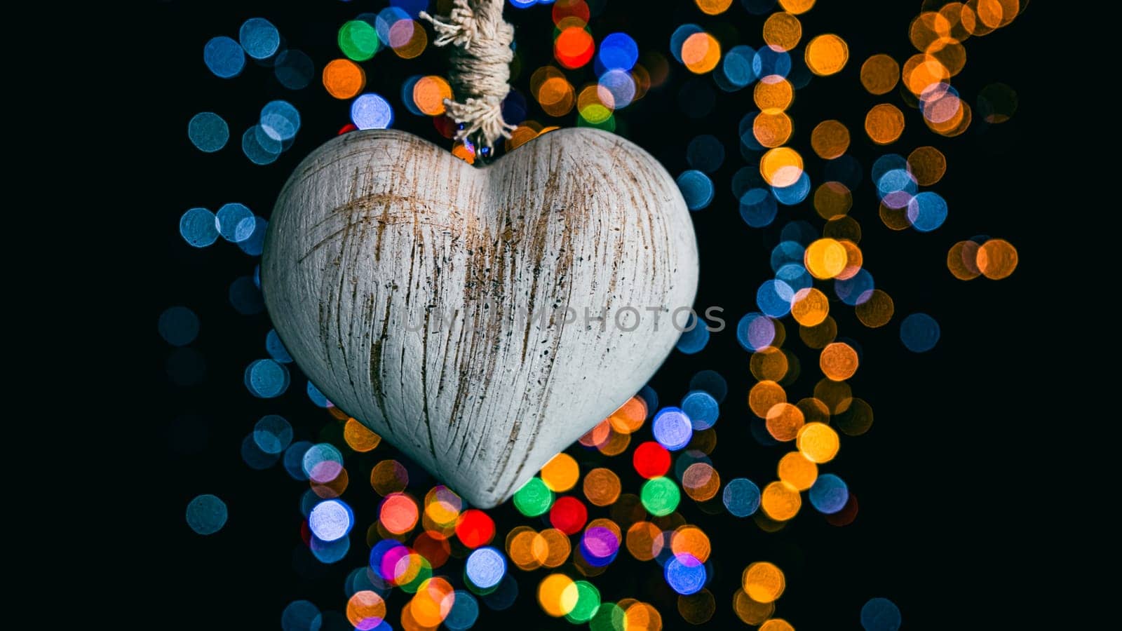 Christmas decorations. Colorful Christmas lights background by vladispas