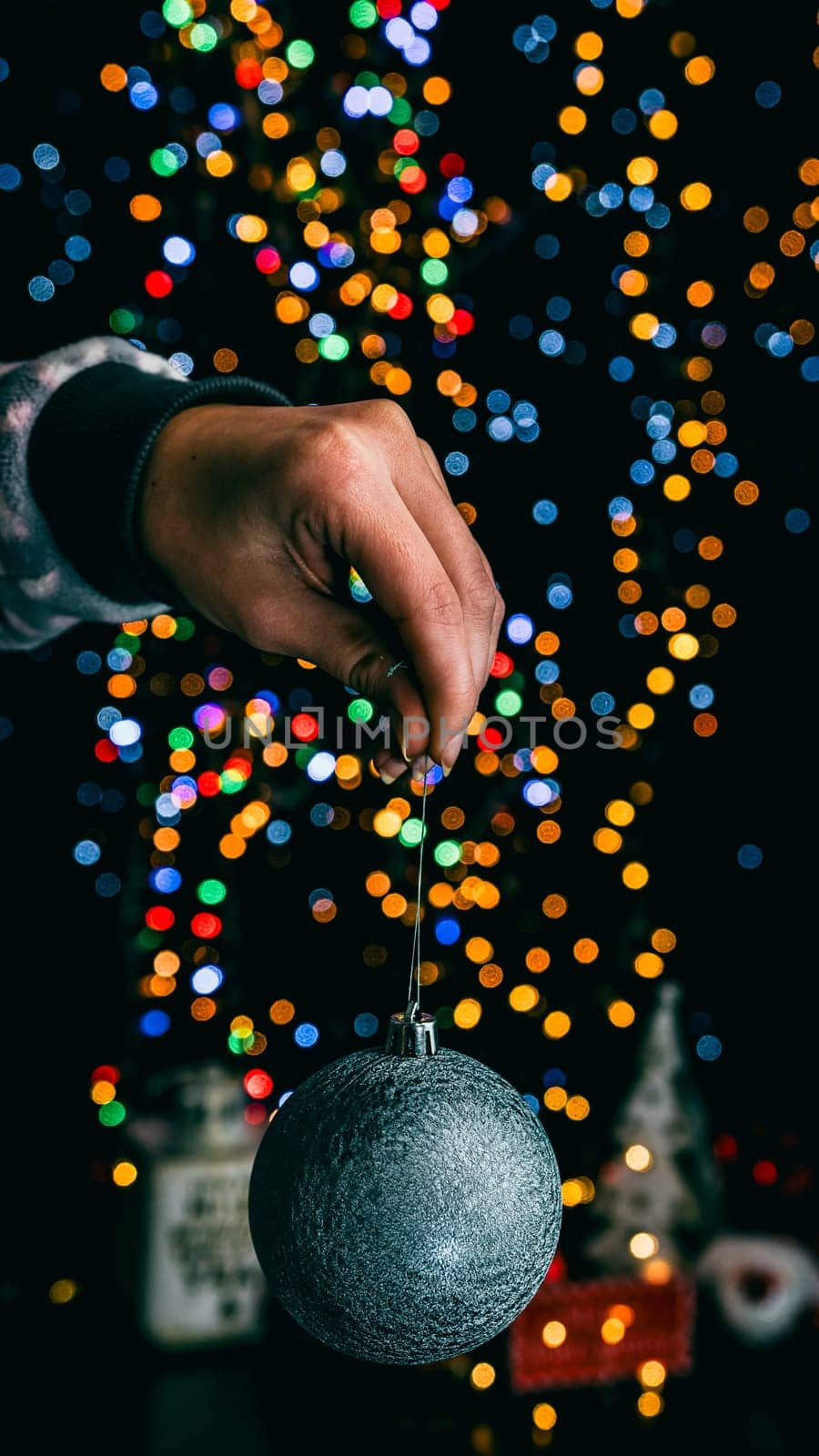 Christmas decorations. Colorful Christmas lights background